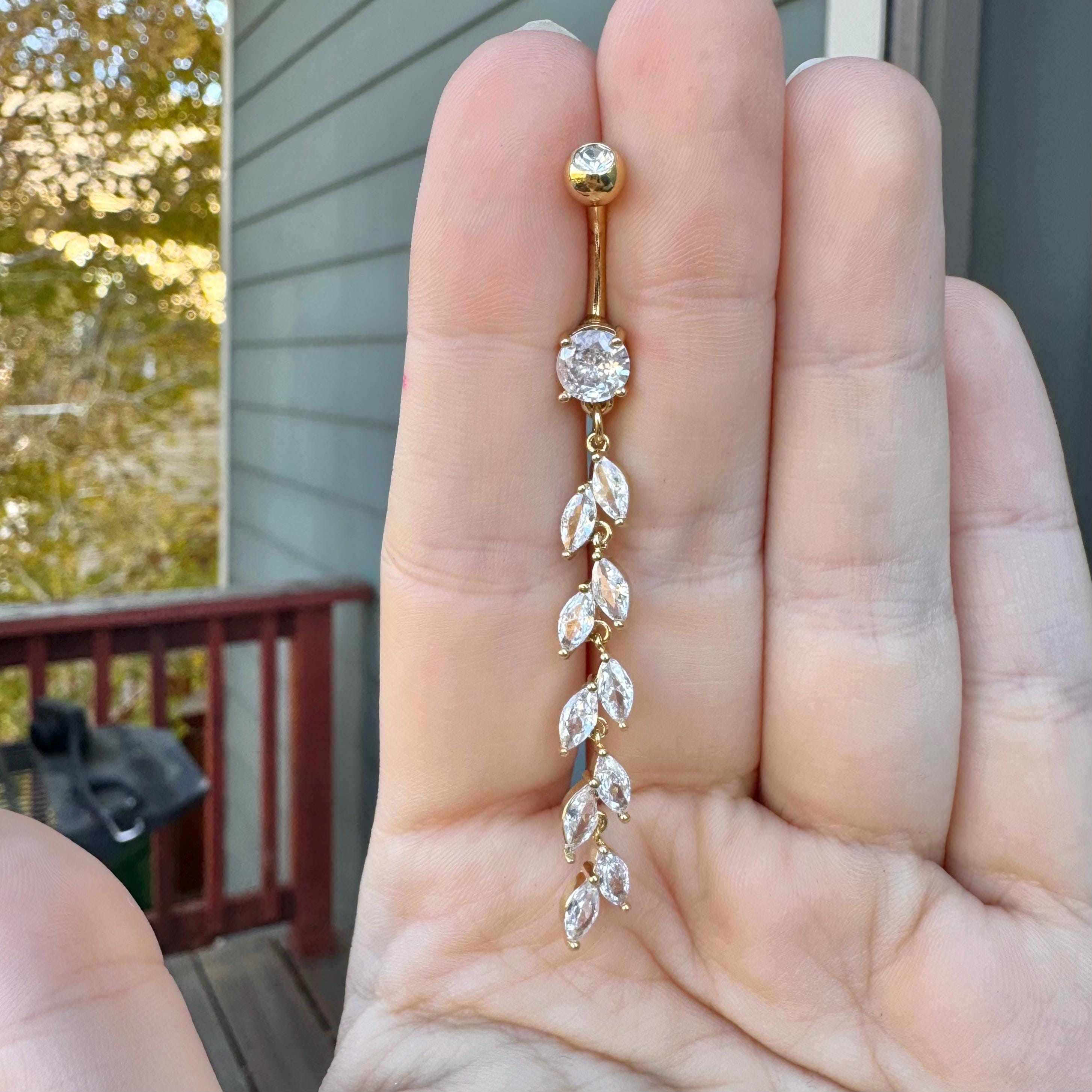 Ivy Cascade Belly Button Ring-Belly Button Rings-Elara Body Jewelry