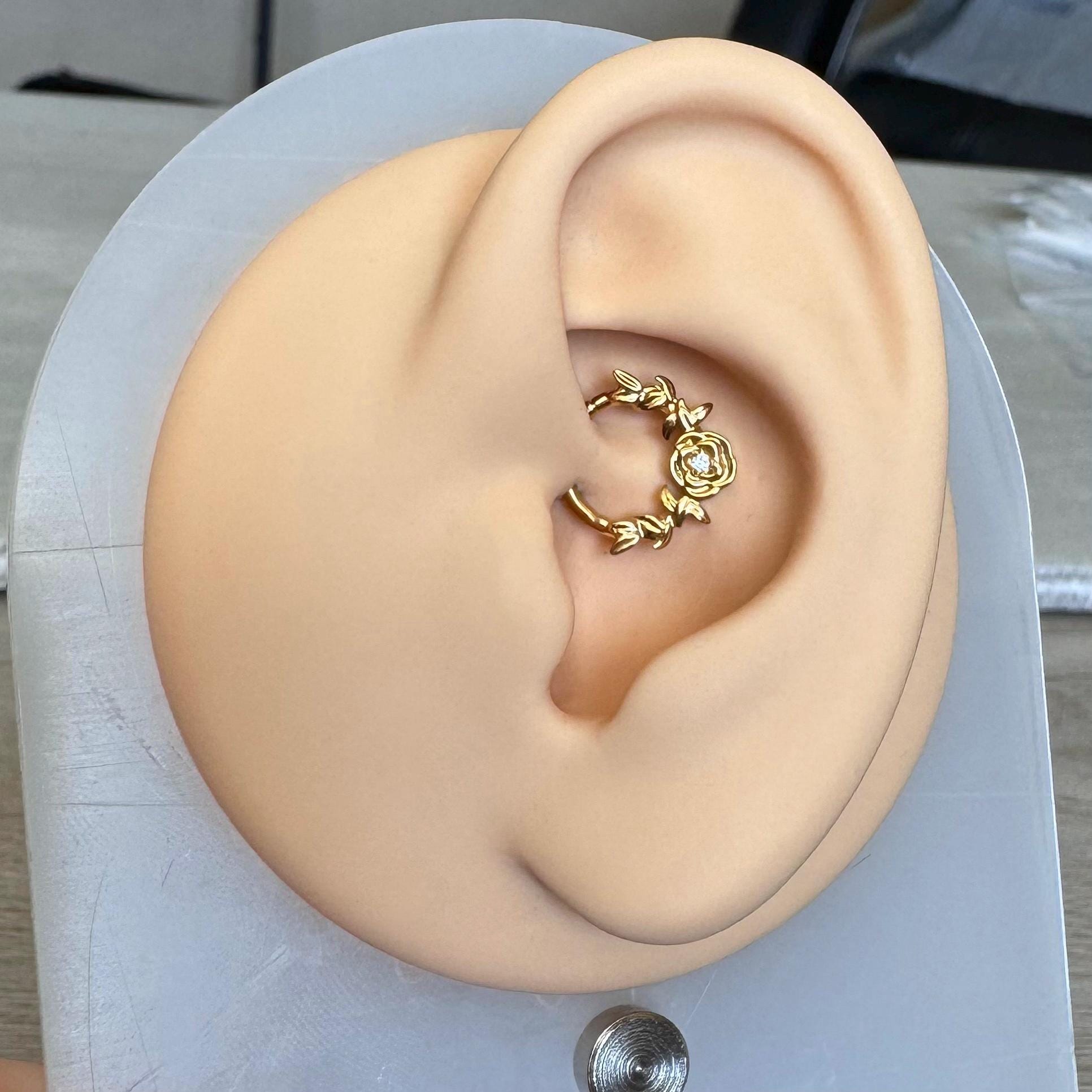 Jardin Rose Daith Earring-Daith Earring-Gold-8mm Diameter-Elara Body Jewelry