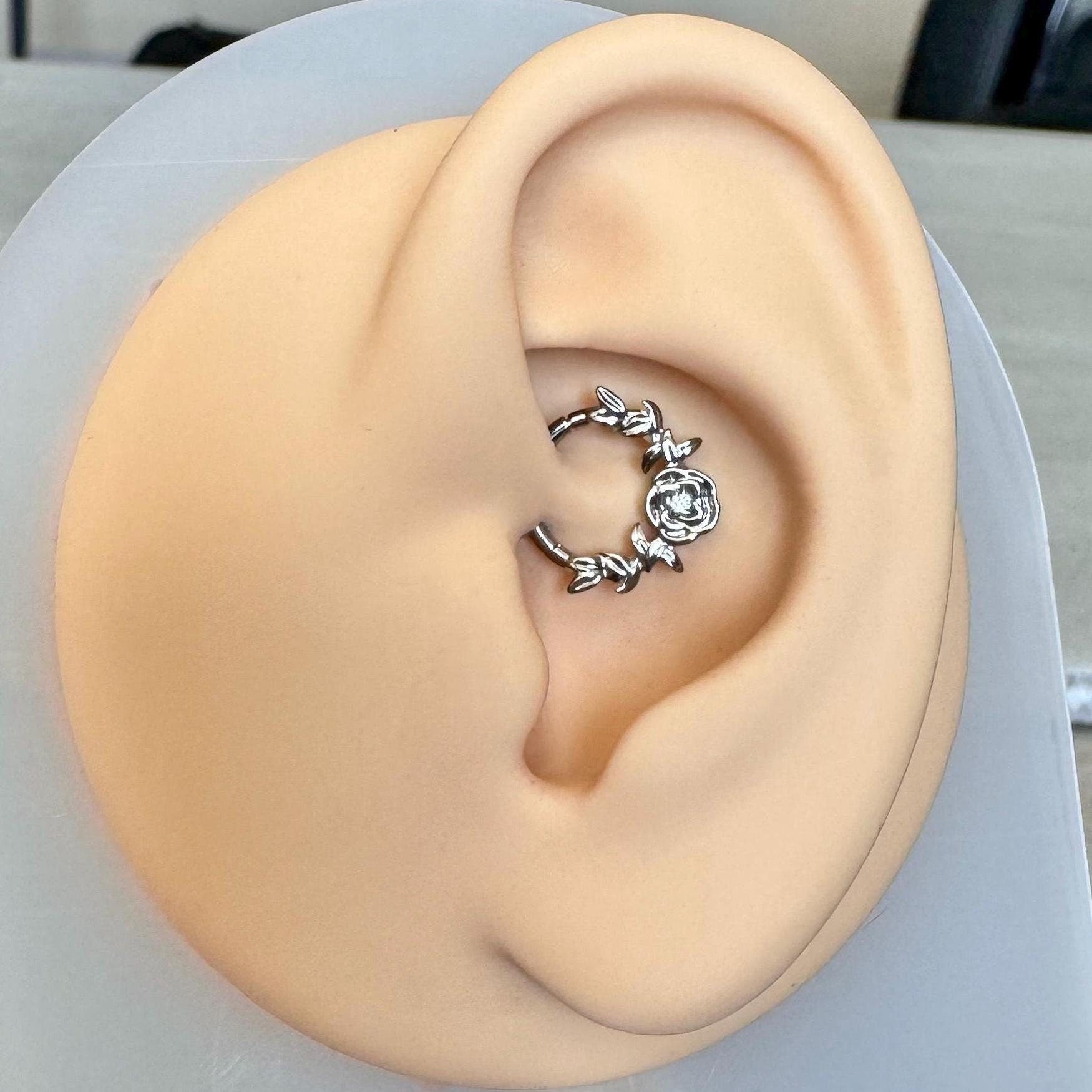 Jardin Rose Daith Earring-Daith Earring-Elara Body Jewelry