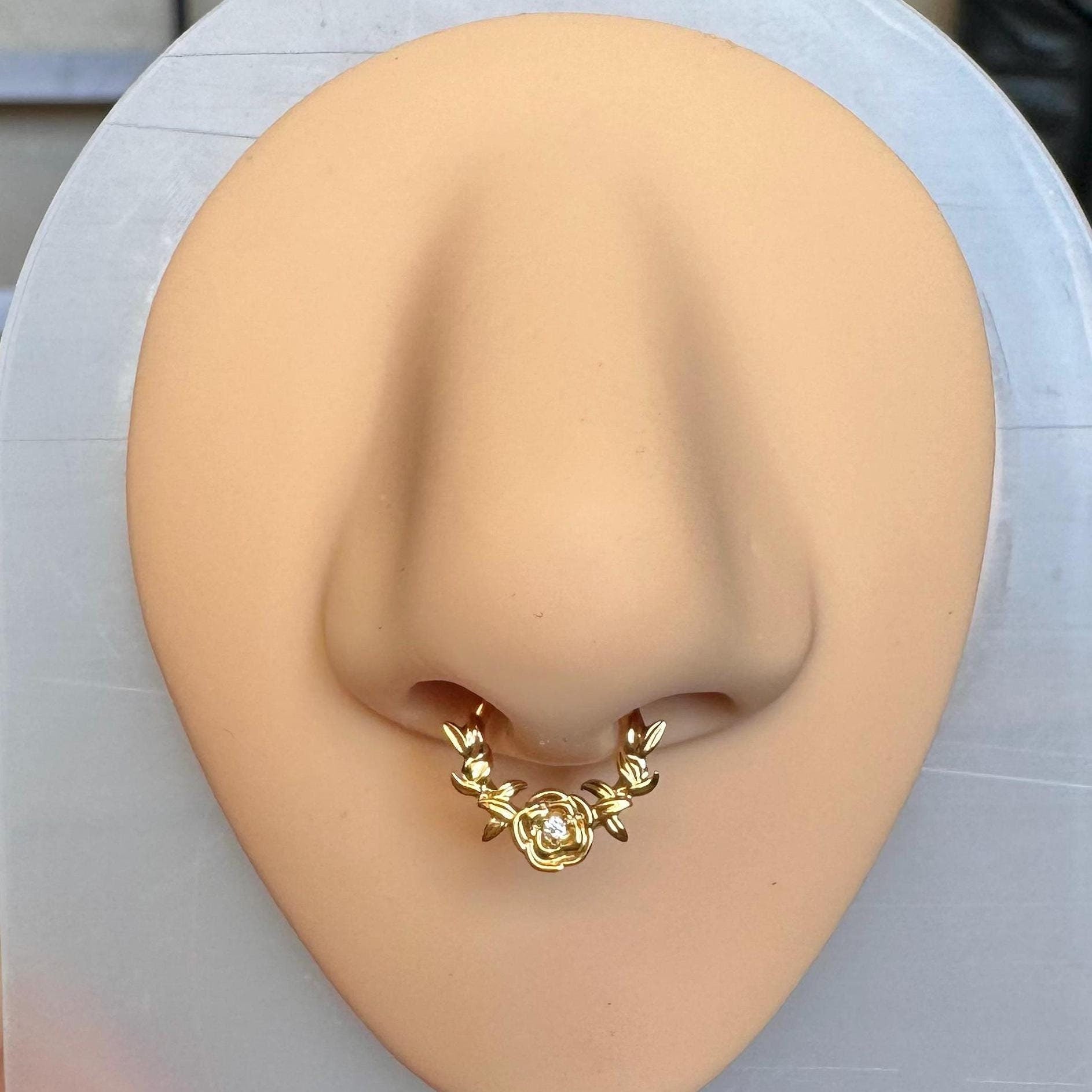 Jardin Rose Septum Ring-Septum Ring-Gold-8mm-Elara Body Jewelry