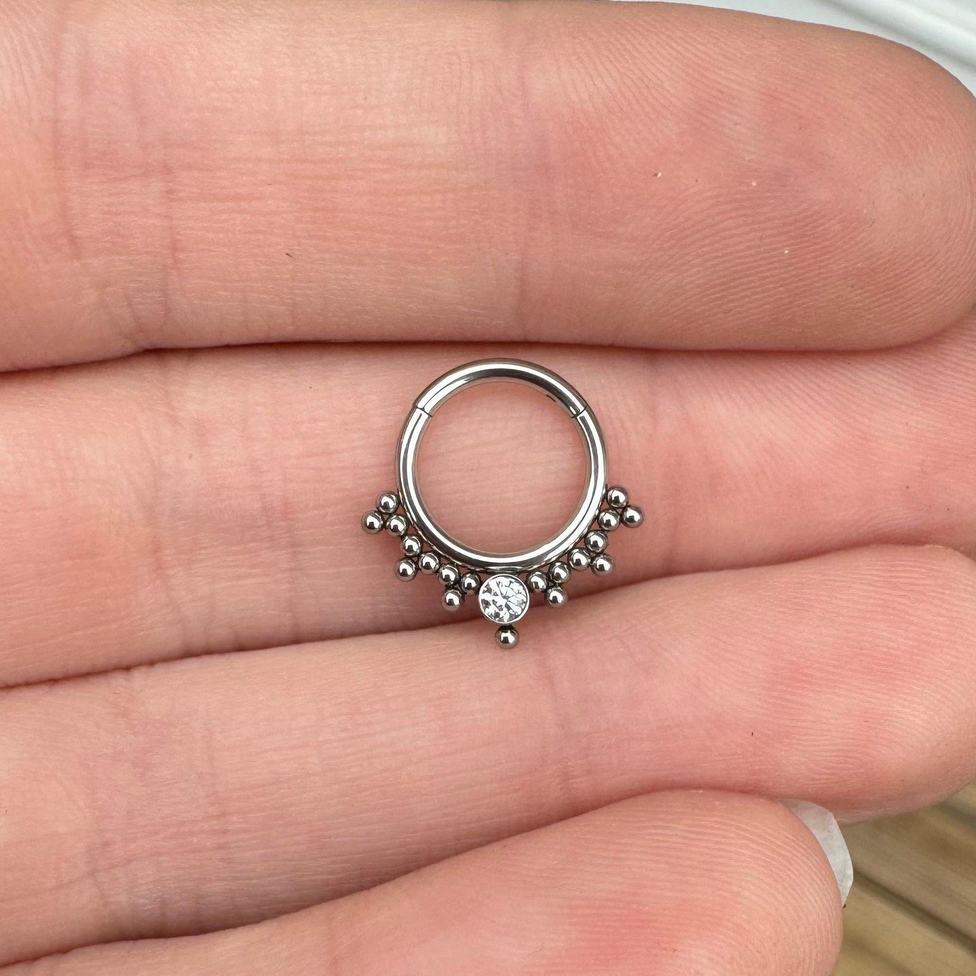 Lueur Solitaire Daith Earring-Daith Earring-Silver-Elara Body Jewelry