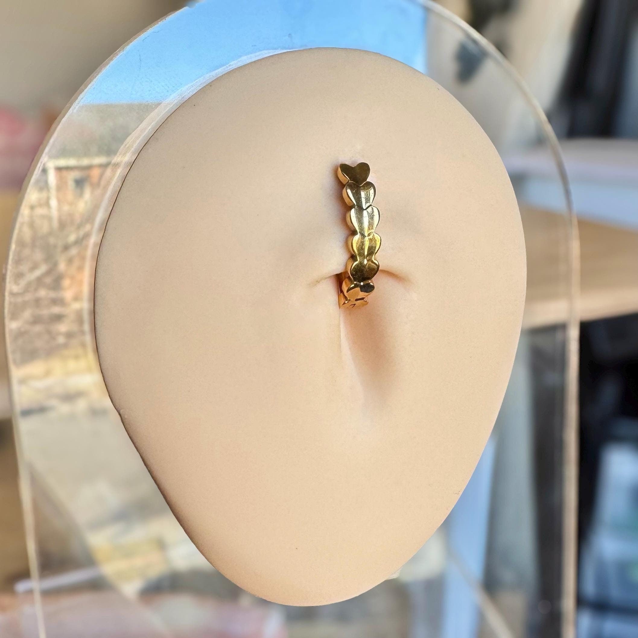 Luxe Heartfall Belly Button Ring-Belly Button Rings-Elara Body Jewelry