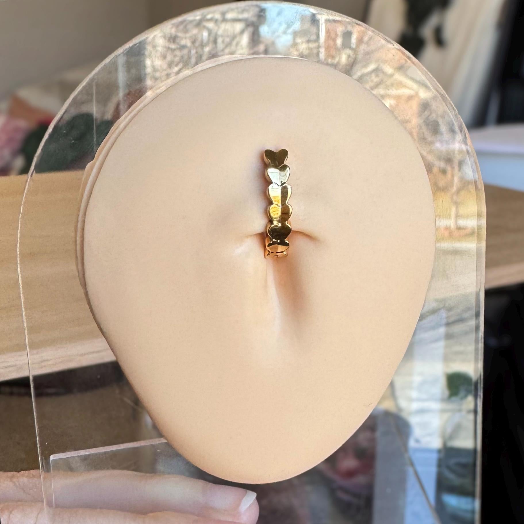 Luxe Heartfall Belly Button Ring-Belly Button Rings-Elara Body Jewelry