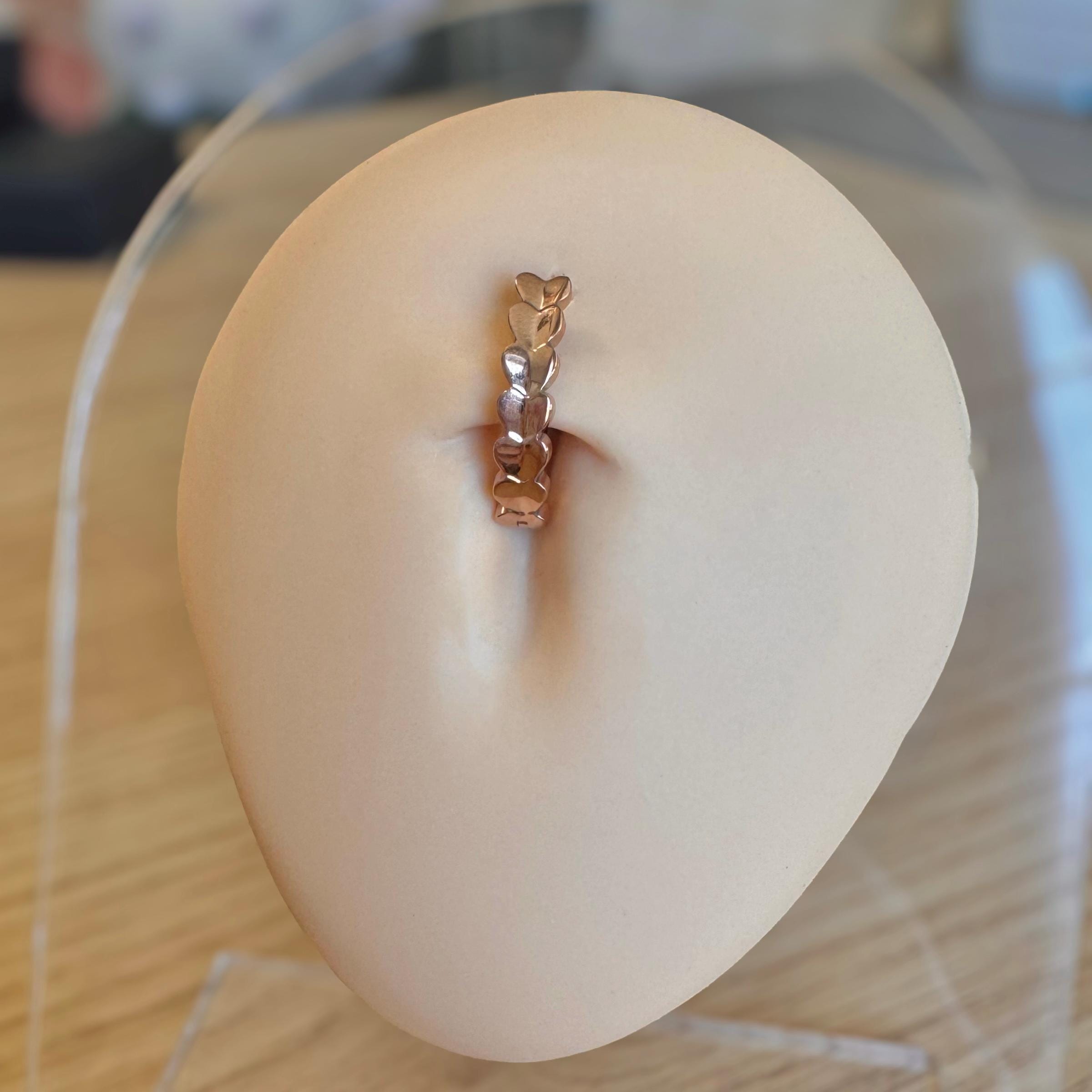 Luxe Heartfall Belly Button Ring-Belly Button Rings-Rose gold-Elara Body Jewelry