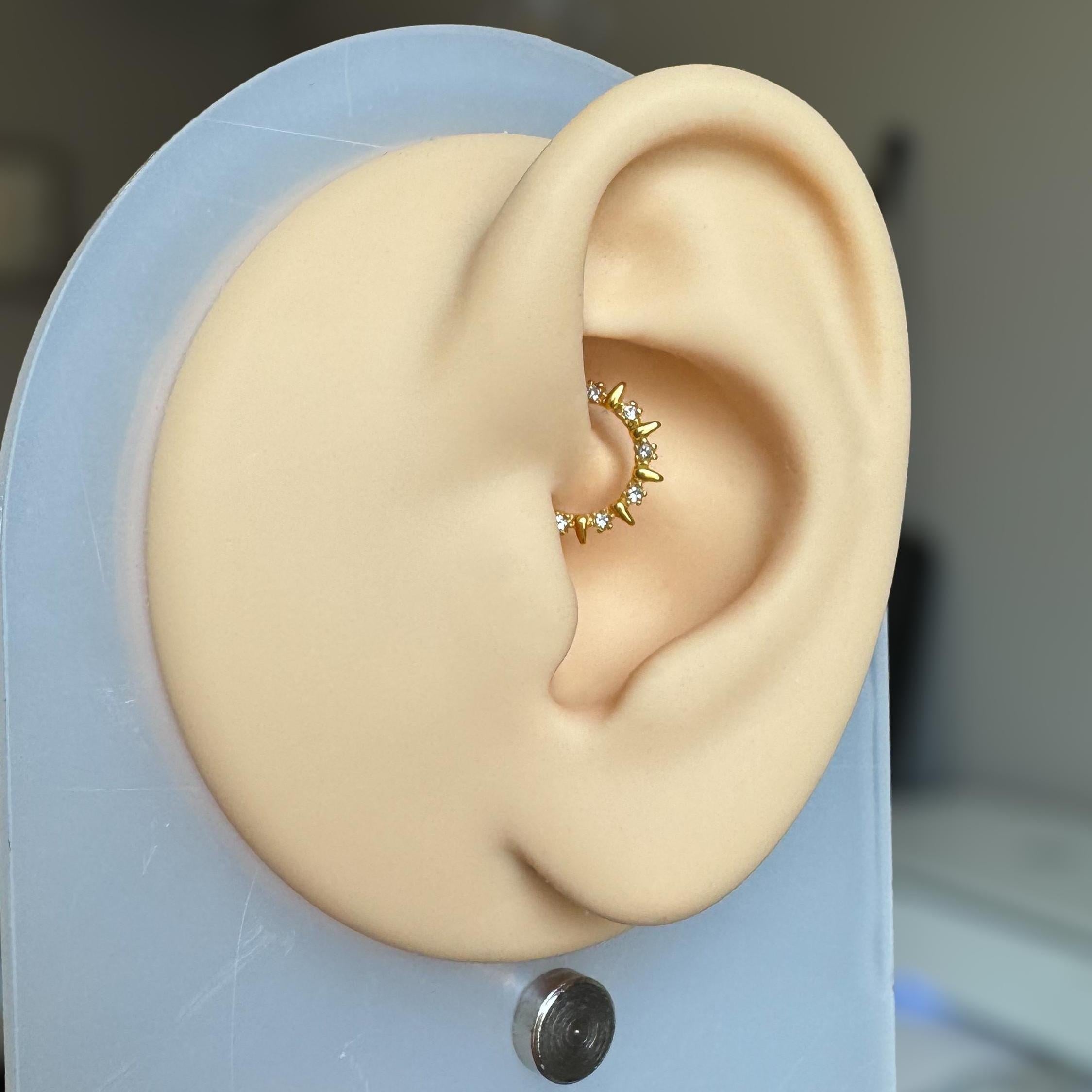 Moonlit Thorn Daith Earring-Daith Earring-Gold-8mm Diameter-Elara Body Jewelry