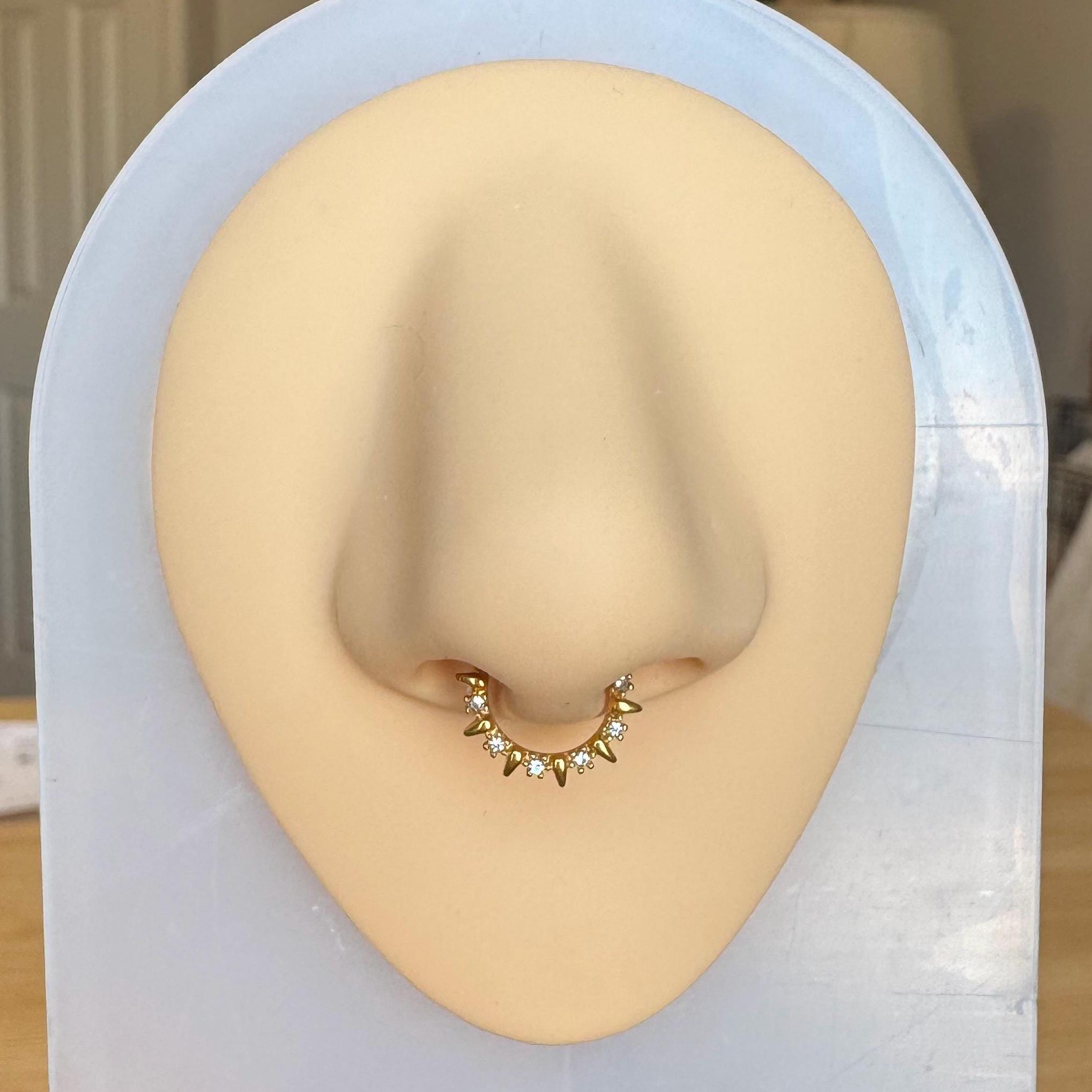 Moonlit Thorn Septum Ring-Septum Ring-Gold-8mm-Elara Body Jewelry