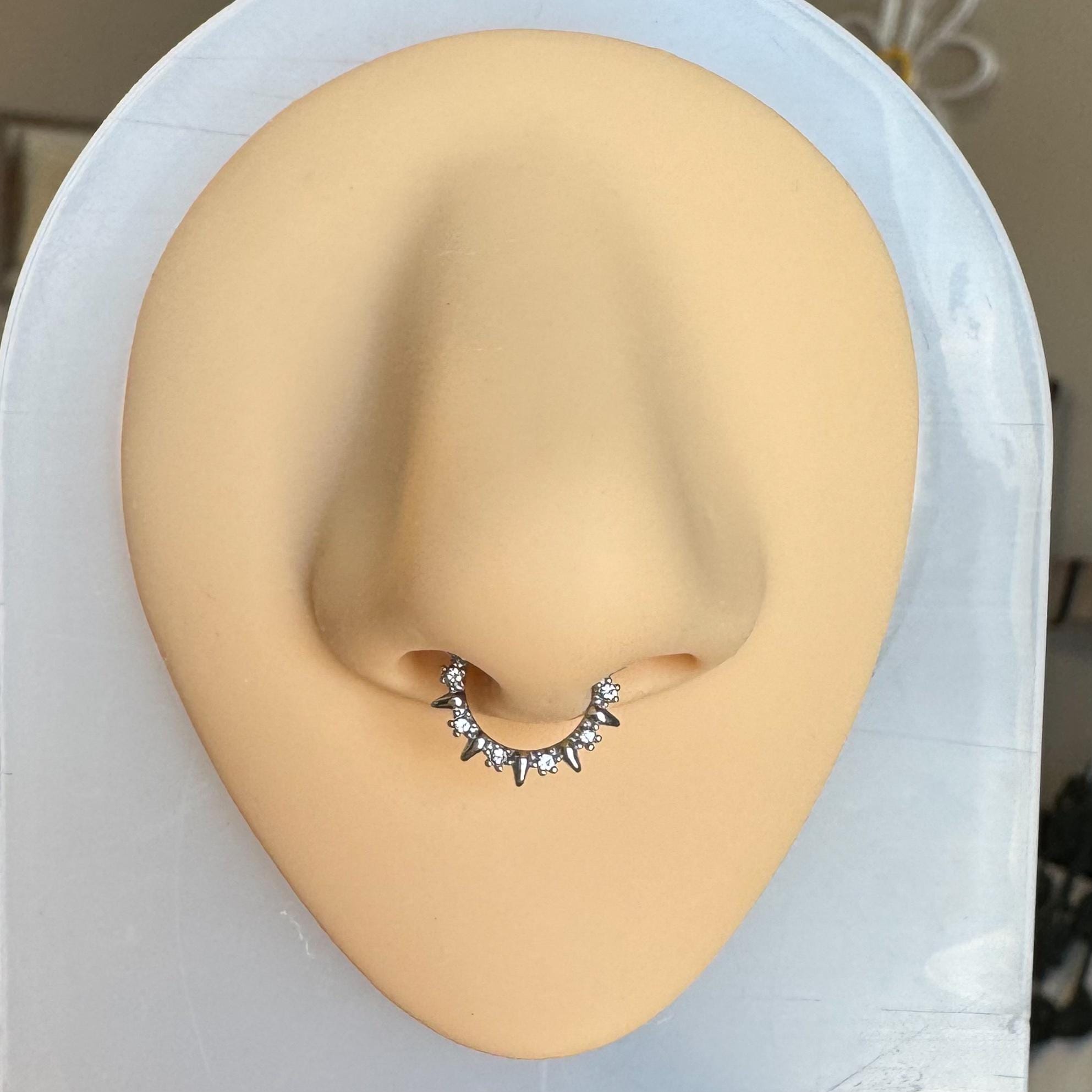 Moonlit Thorn Septum Ring-Septum Ring-Silver-8mm-Elara Body Jewelry
