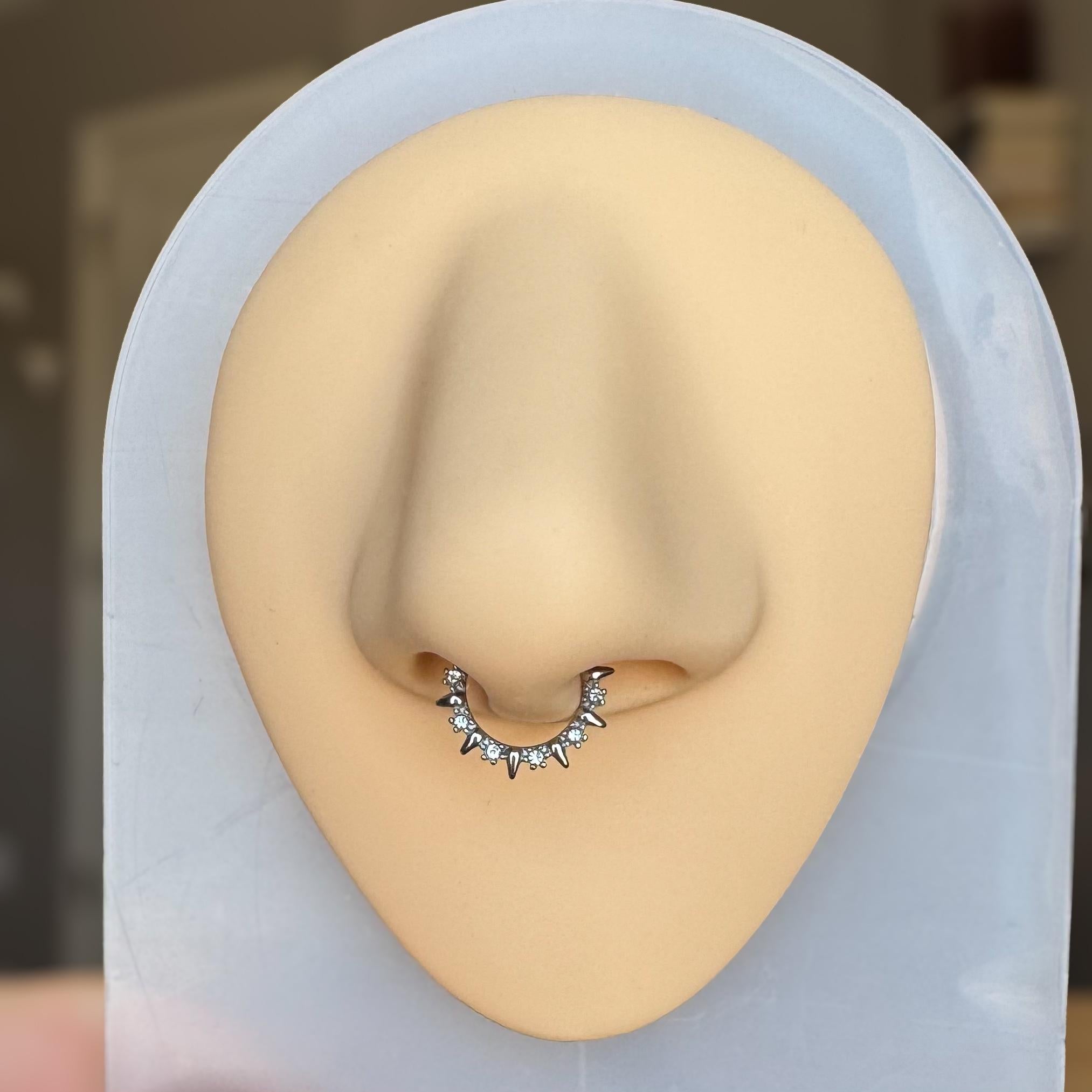 Moonlit Thorn Septum Ring-Septum Ring-Silver-8mm-Elara Body Jewelry