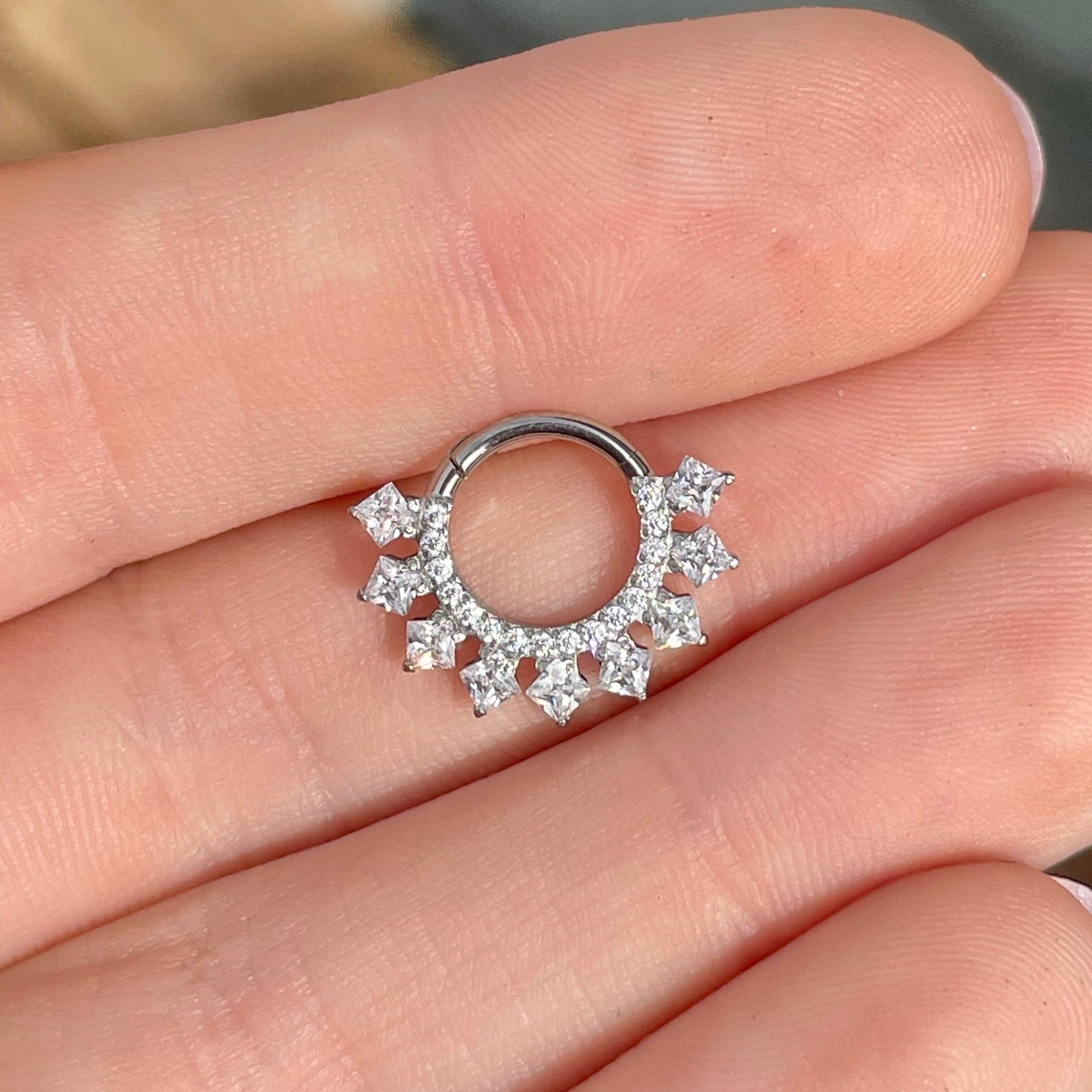 Oranessa Daith Earring-Daith Earring-Silver-8mm Diameter-Elara Body Jewelry