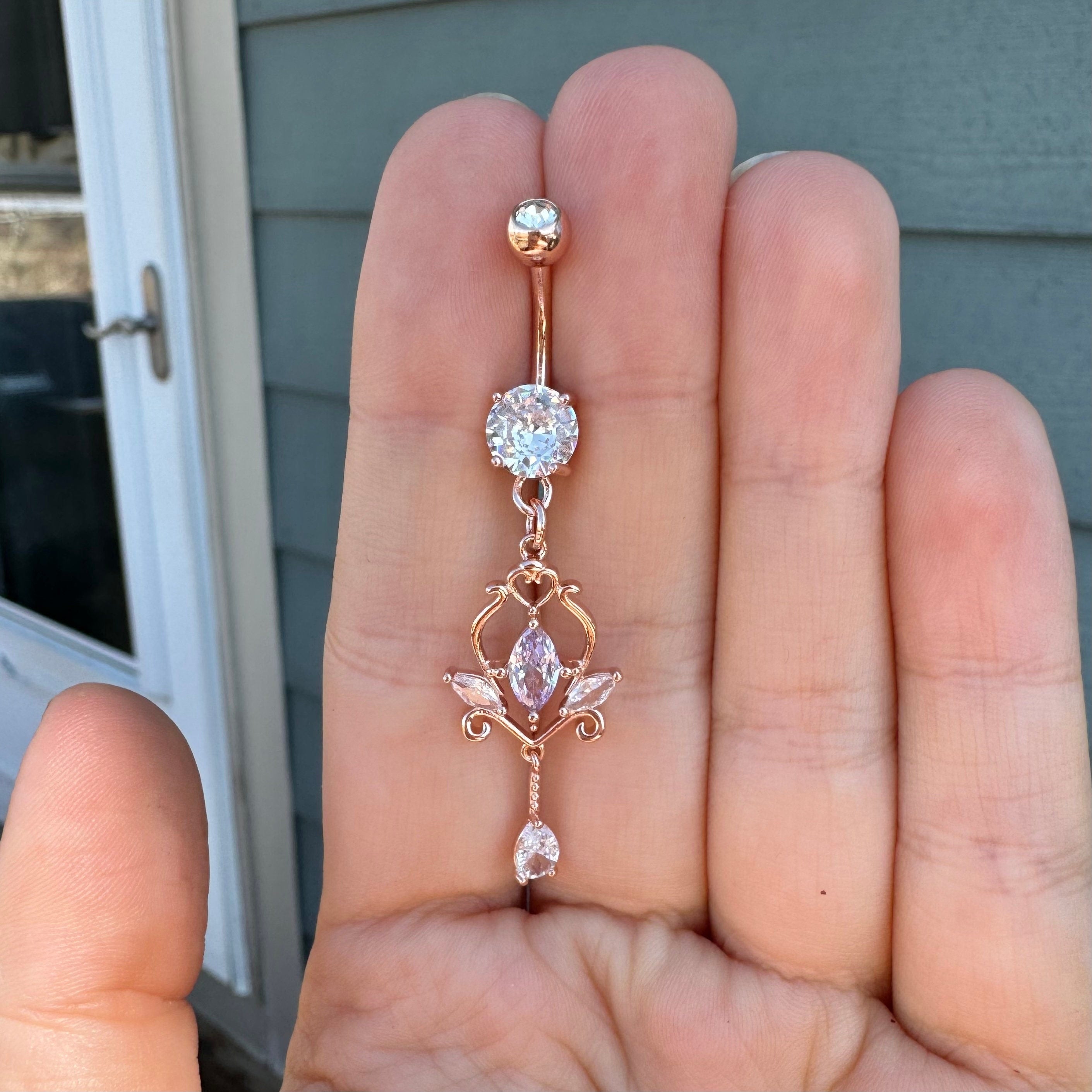 Oriona Belly Button Ring-Belly Button Rings-Rose gold-Elara Body Jewelry