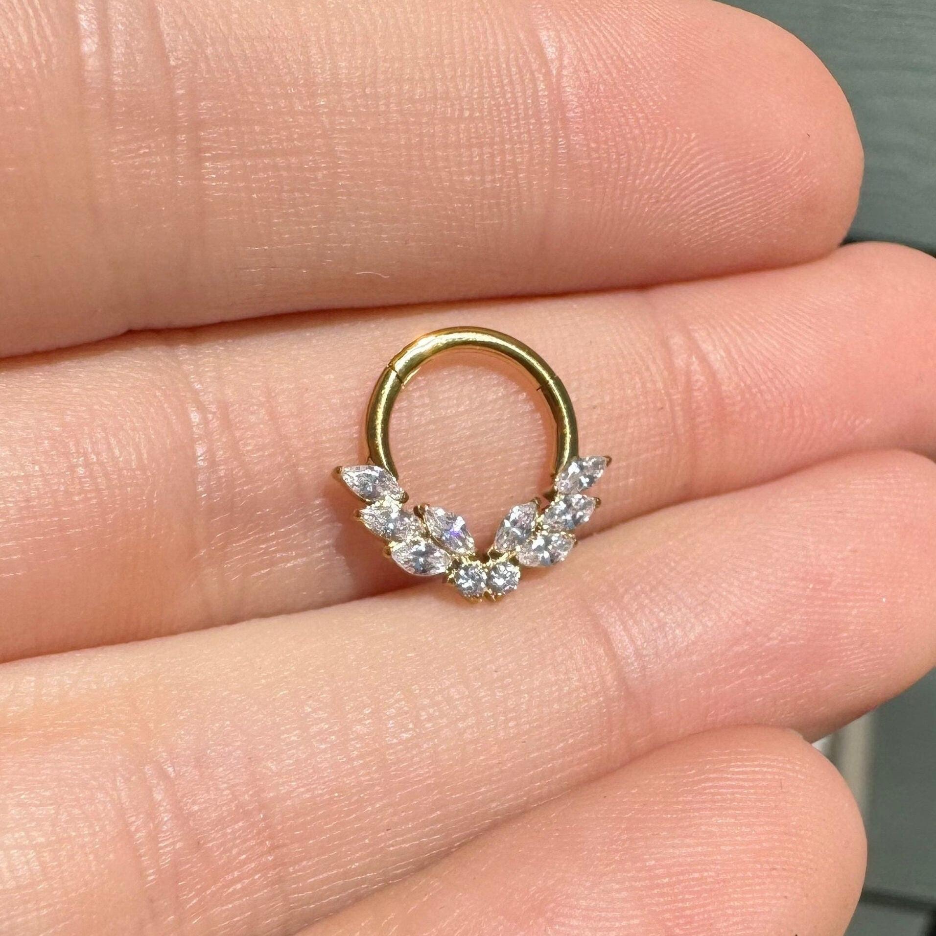 Papillon Celeste Daith Earring-Daith Earring-Gold/Yellow Gold-8mm/Surgical Steel-Elara Body Jewelry