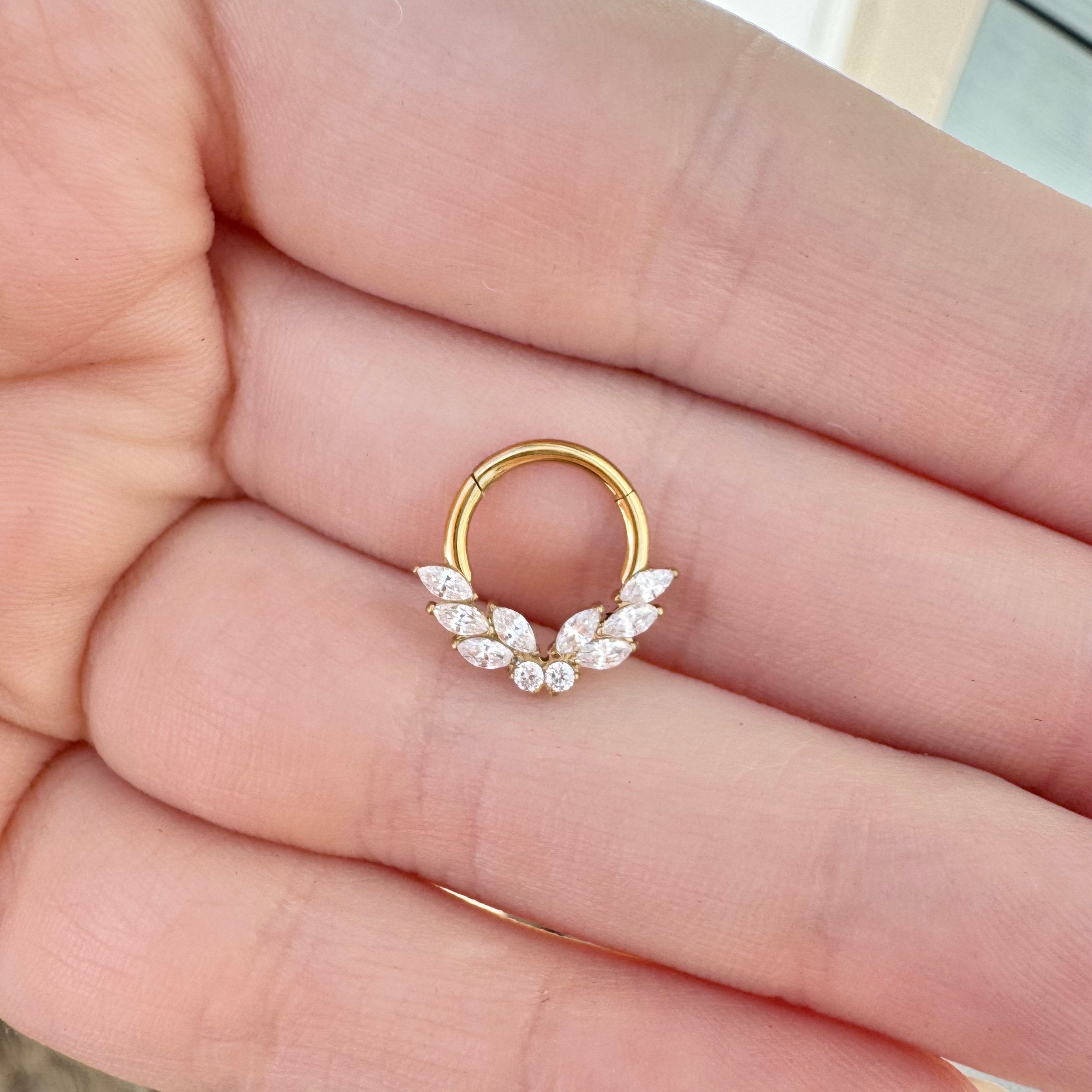 Papillon Celeste Septum Ring-Septum Ring-Gold-8mm/14k Solid Gold-Elara Body Jewelry