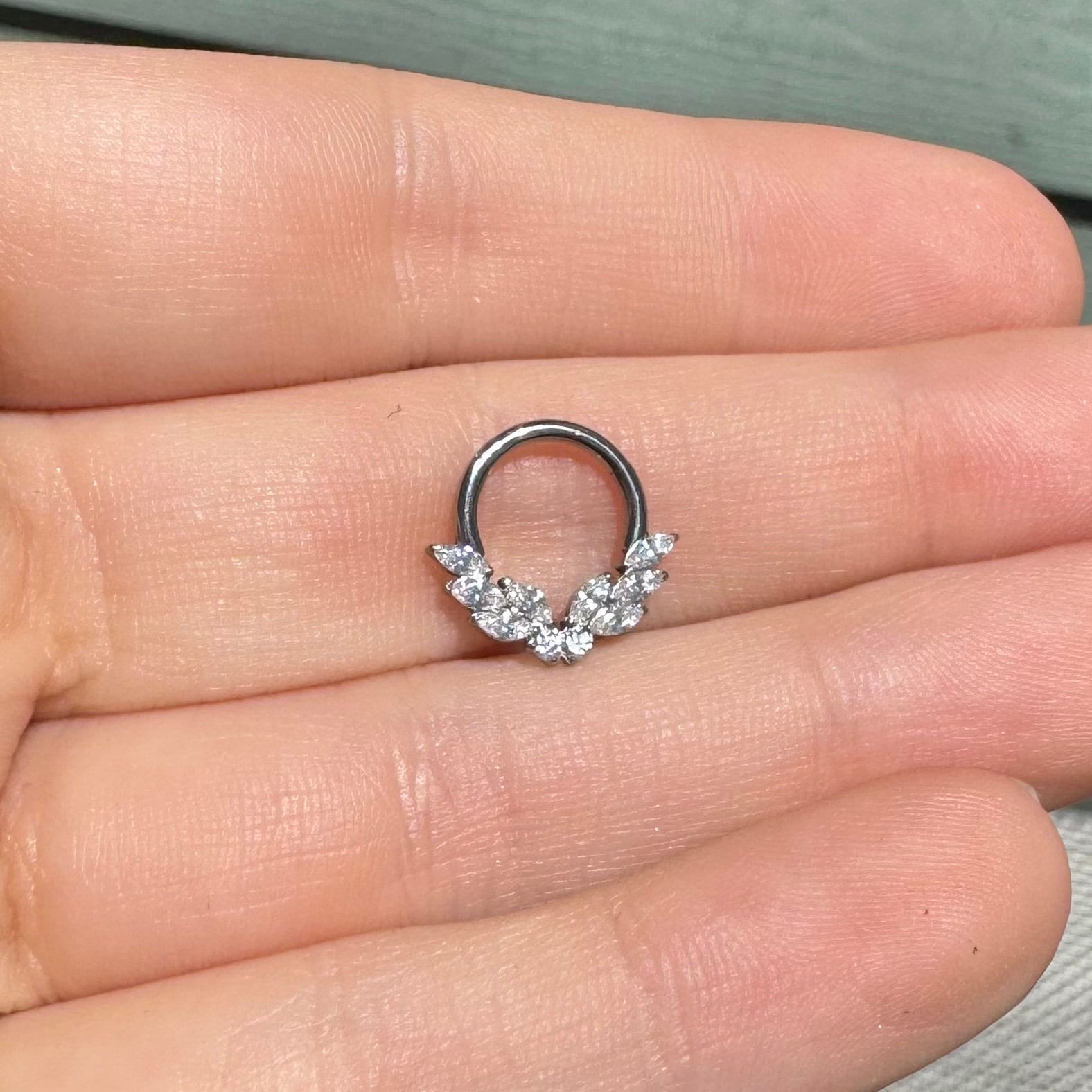 Papillon Celeste Septum Ring-Septum Ring-Silver-8mm/14k Solid White or Yellow Gold-Elara Body Jewelry