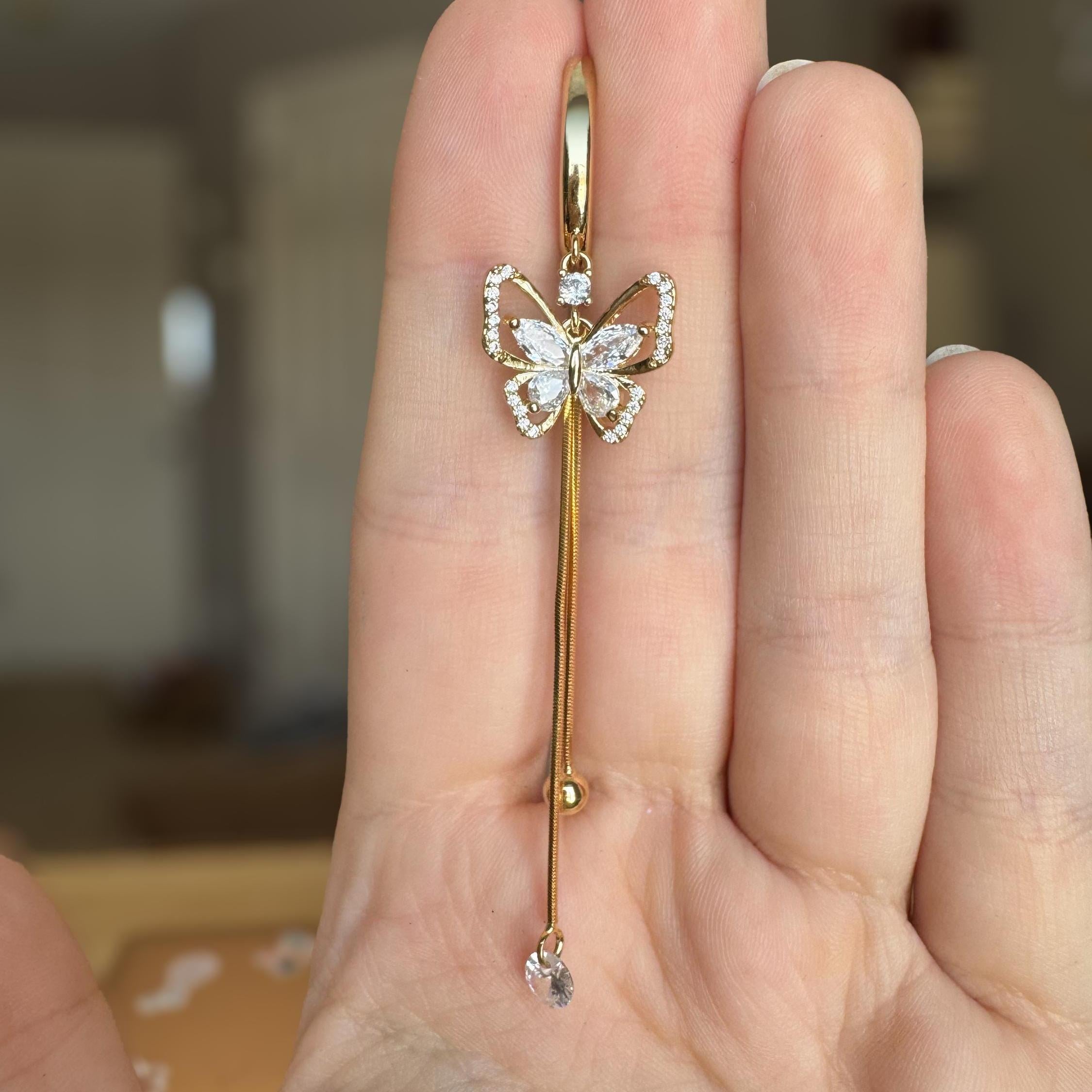 Papillon Lune Belly Button Ring-Belly Button Rings-Gold-Elara Body Jewelry