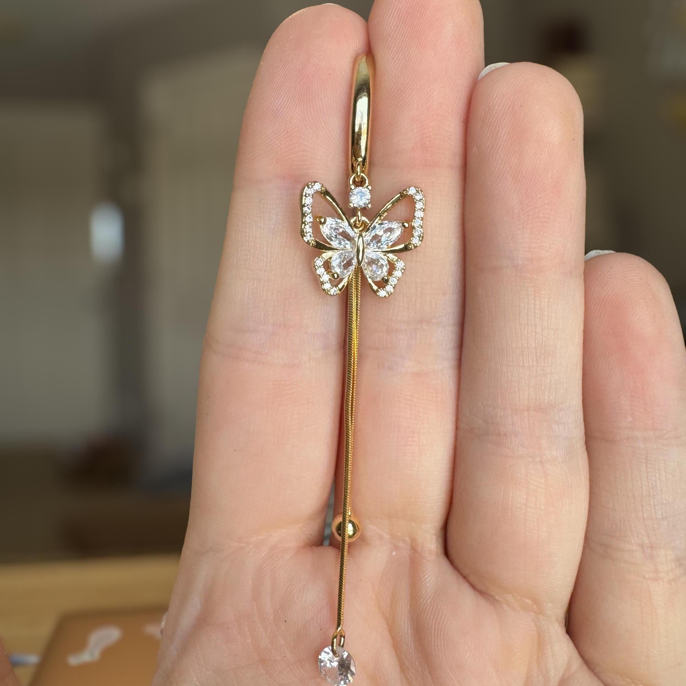 Papillon Lune Belly Button Ring-Belly Button Rings-Elara Body Jewelry