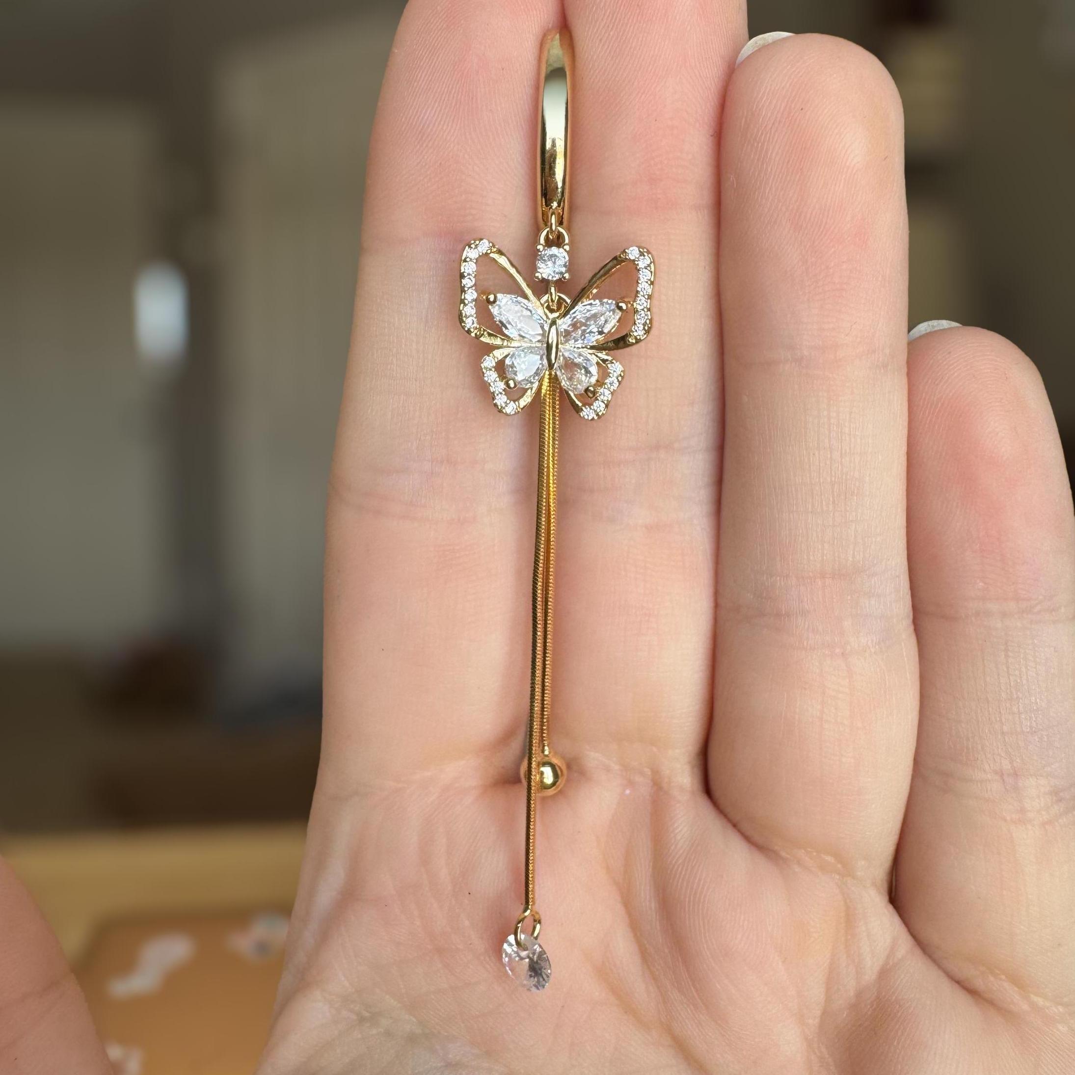 Papillon Lune Belly Button Ring-Belly Button Rings-Gold-Elara Body Jewelry