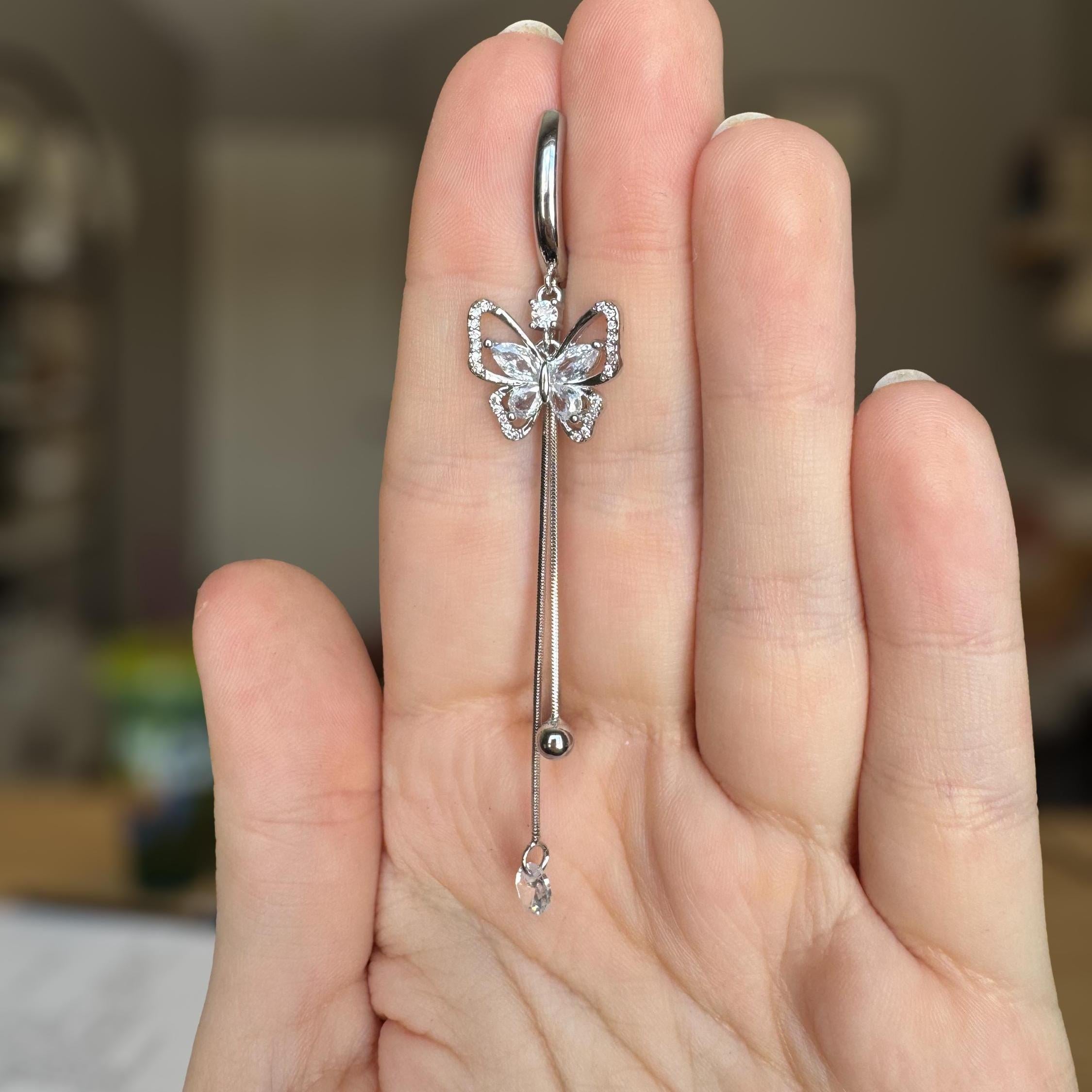 Papillon Lune Belly Button Ring-Belly Button Rings-Elara Body Jewelry