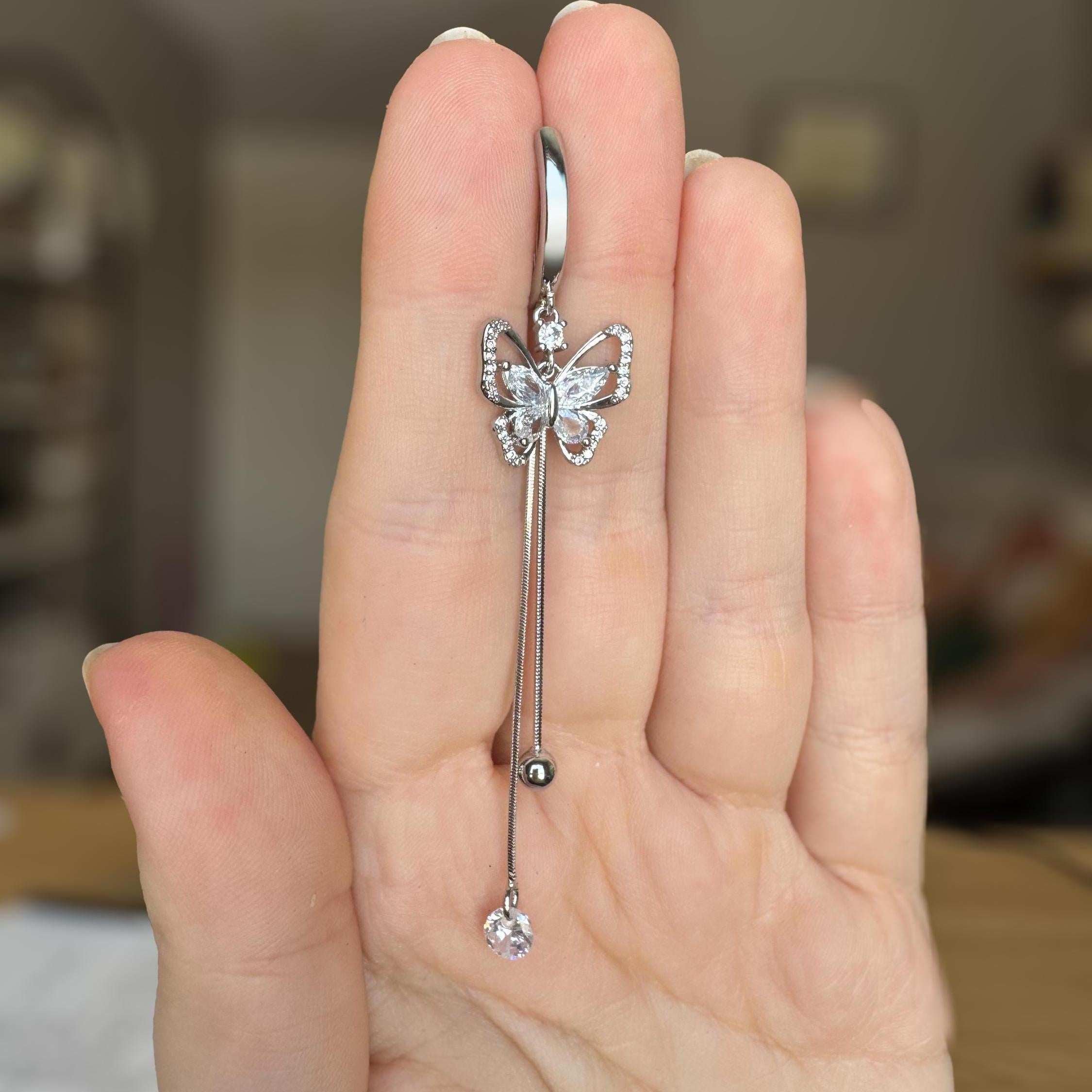 Papillon Lune Belly Button Ring-Belly Button Rings-Elara Body Jewelry