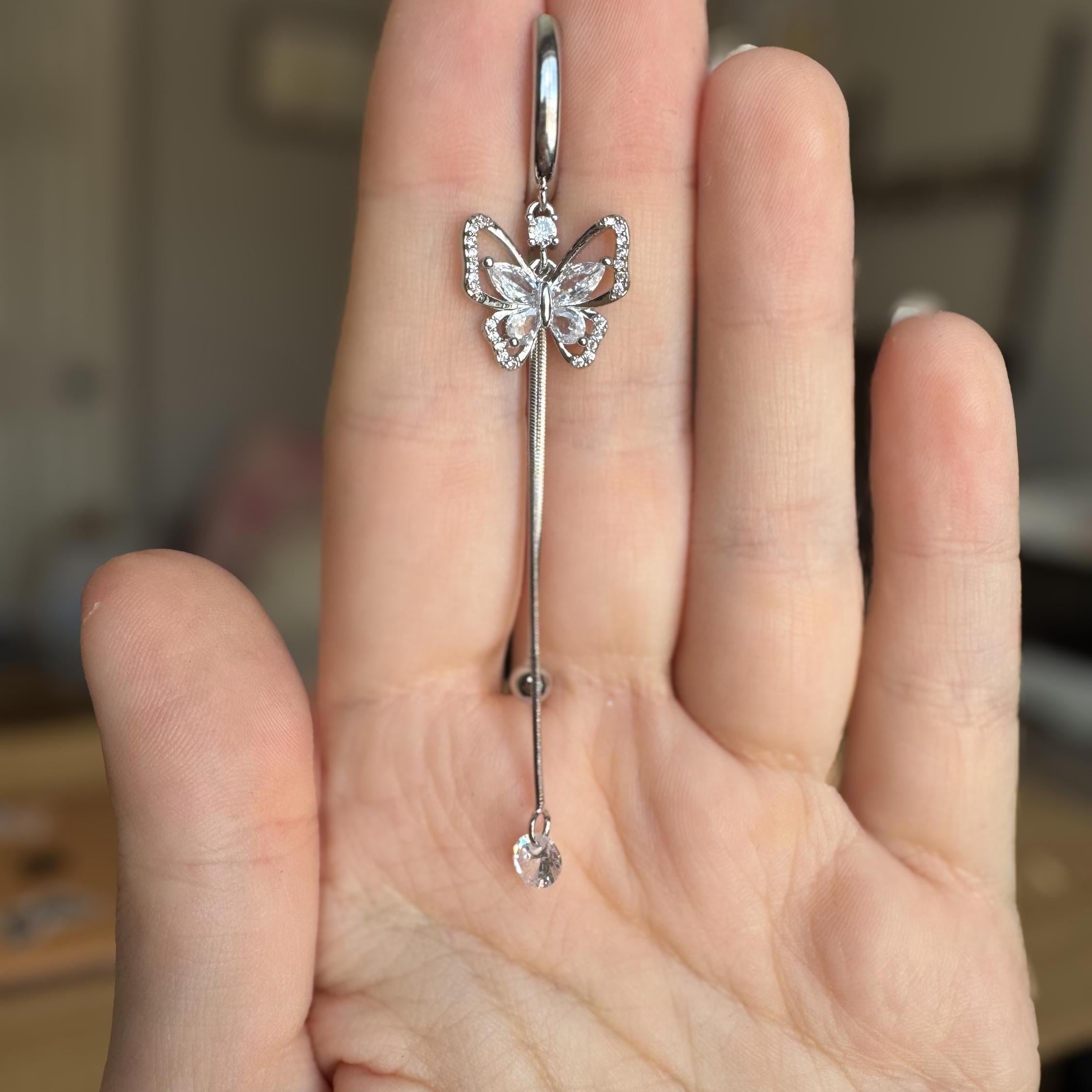 Papillon Lune Belly Button Ring-Belly Button Rings-Elara Body Jewelry