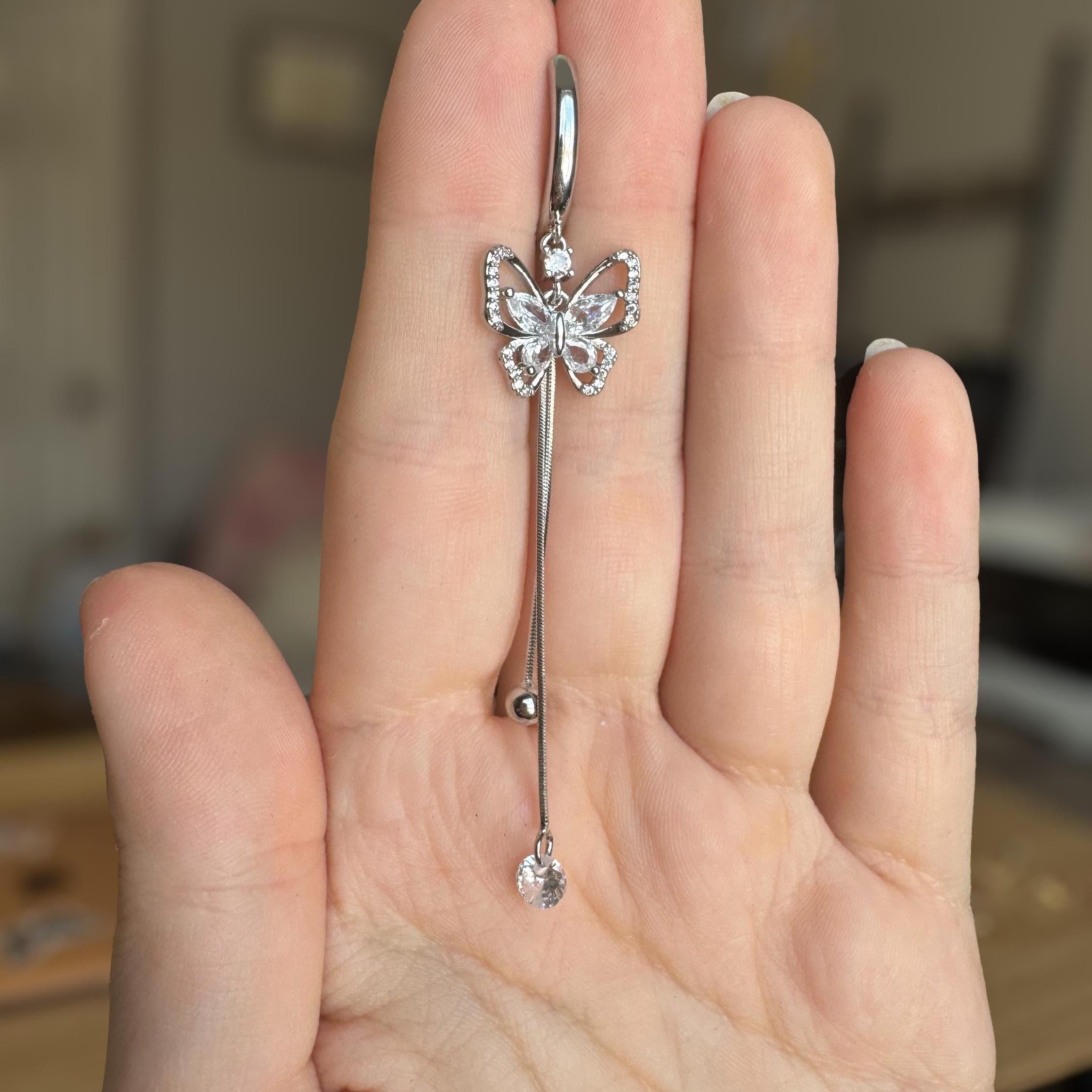 Papillon Lune Belly Button Ring-Belly Button Rings-Elara Body Jewelry