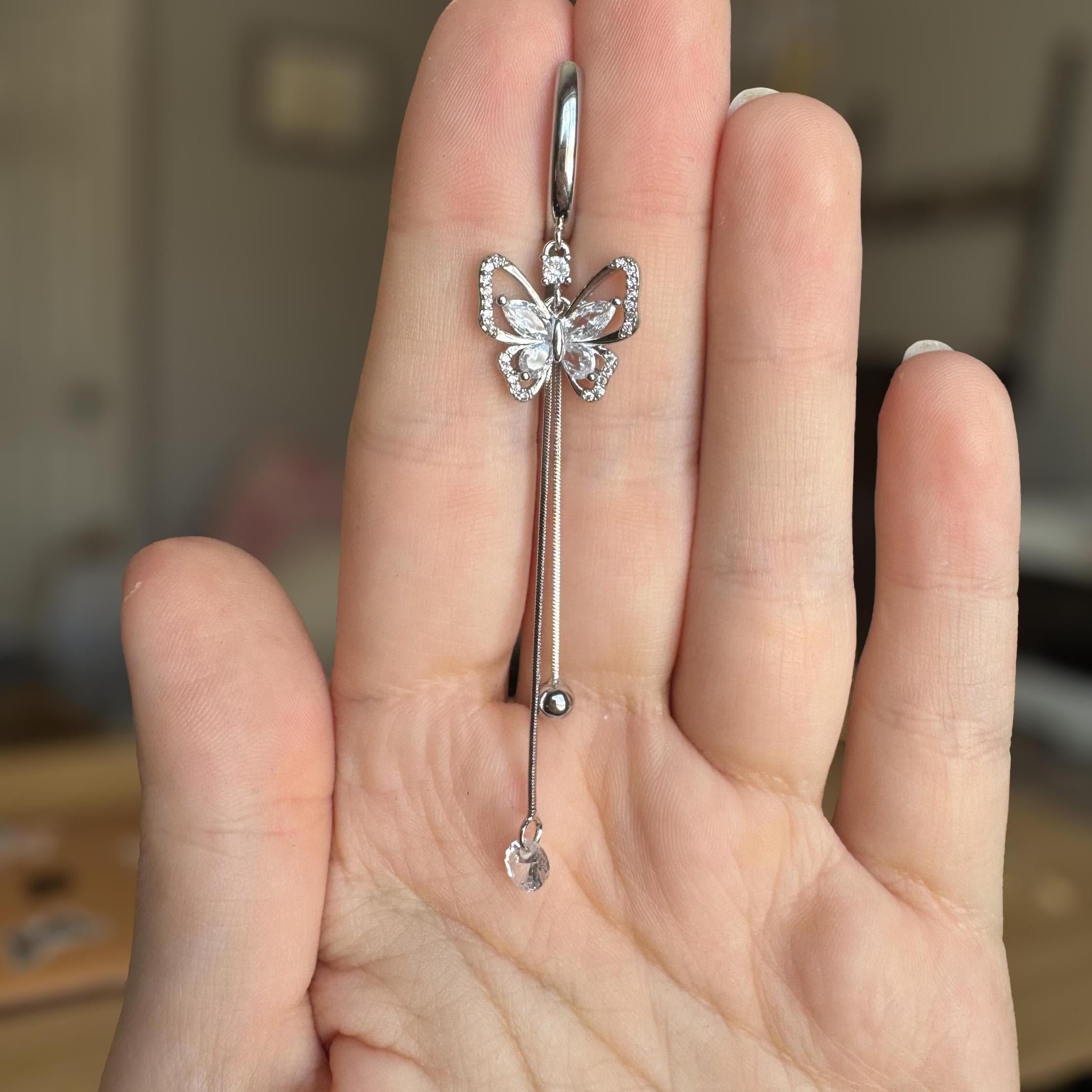 Papillon Lune Belly Button Ring-Belly Button Rings-Elara Body Jewelry