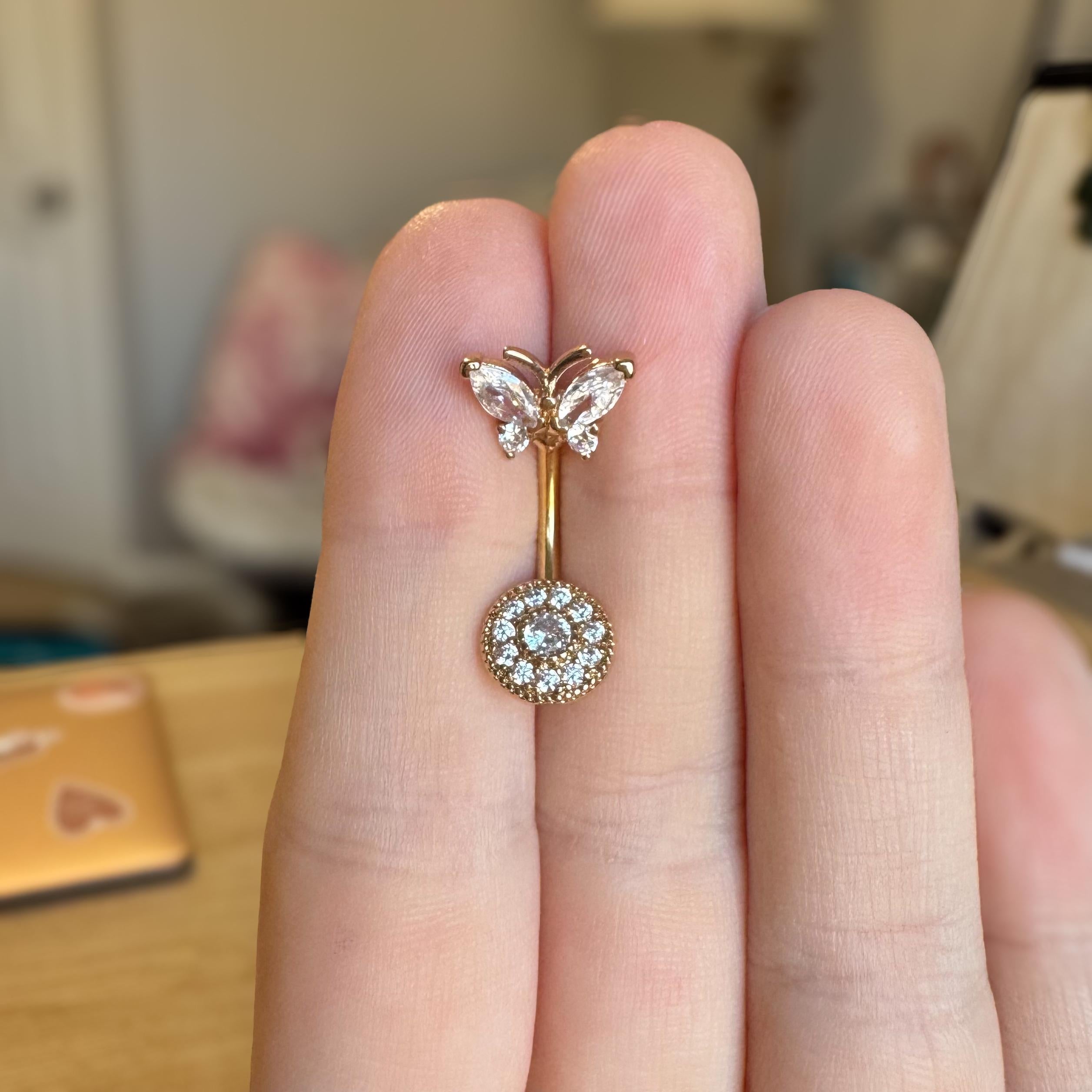 Petalwing Belly Button Ring-Belly Button Rings-Gold-Elara Body Jewelry