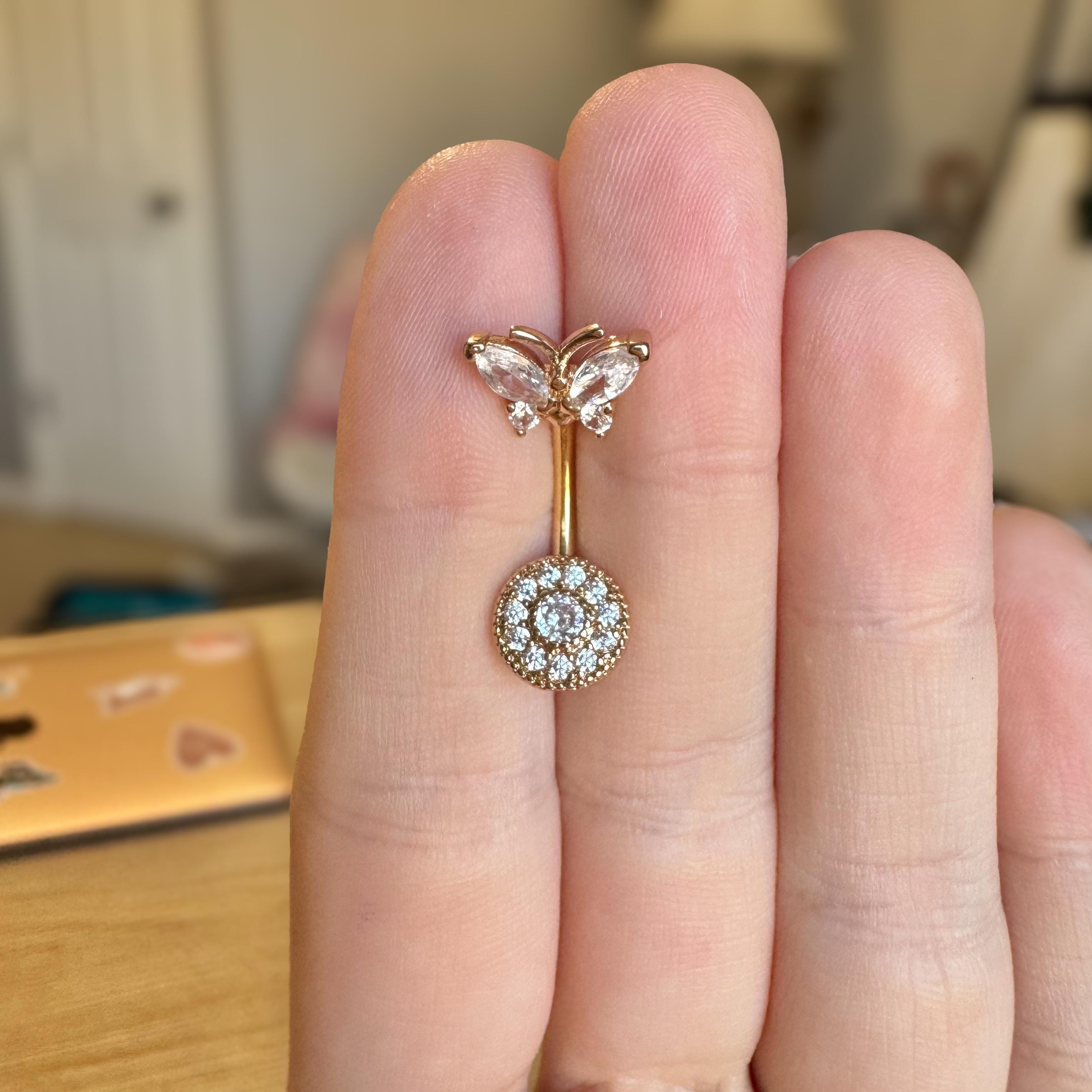 Petalwing Belly Button Ring-Belly Button Rings-Elara Body Jewelry