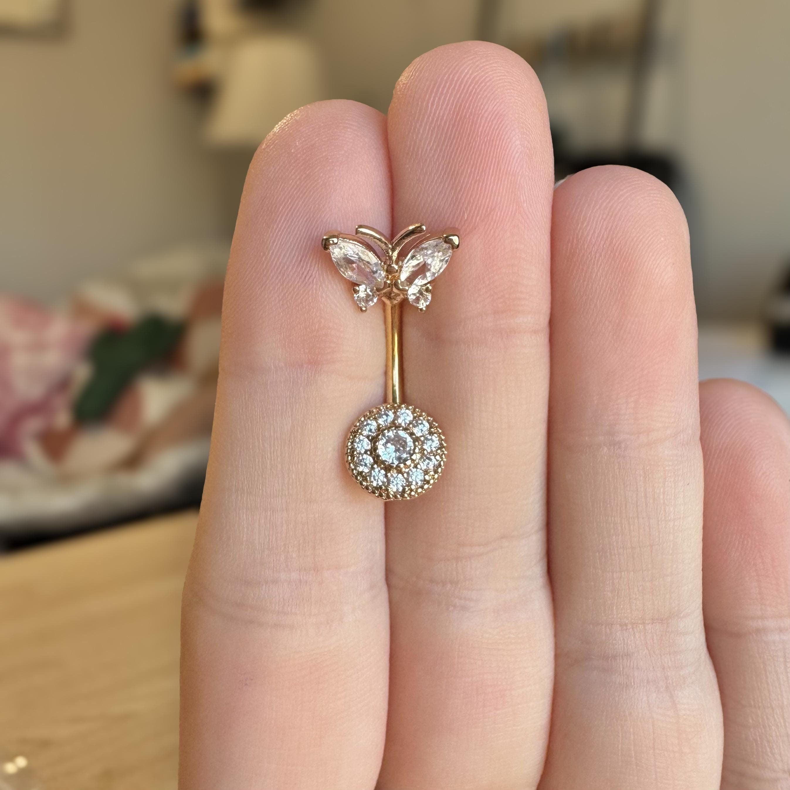 Petalwing Belly Button Ring-Belly Button Rings-Elara Body Jewelry