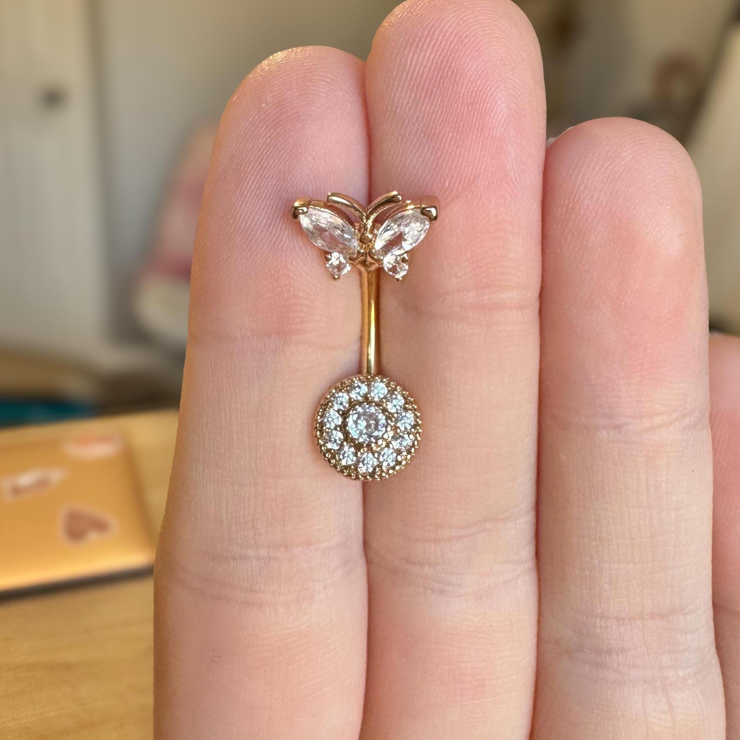 Petalwing Belly Button Ring-Belly Button Rings-Elara Body Jewelry