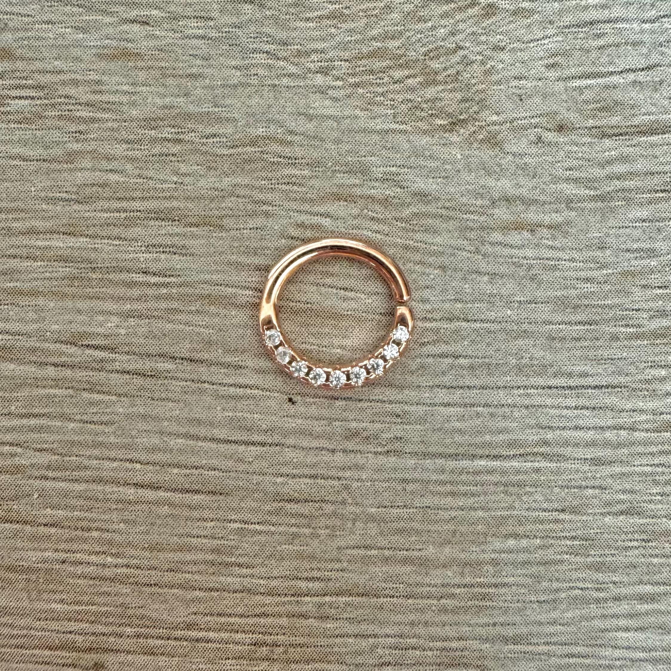 Rose Gold Crystal Daith Earring-Daith Earring-Elara Body Jewelry