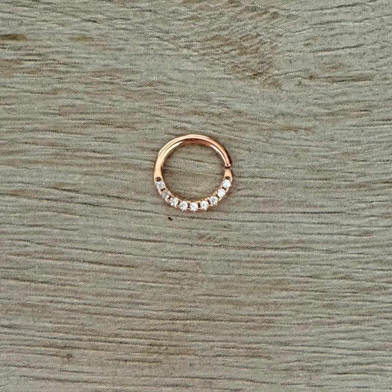 Rose Gold Crystal Daith Earring-Daith Earring-Elara Body Jewelry