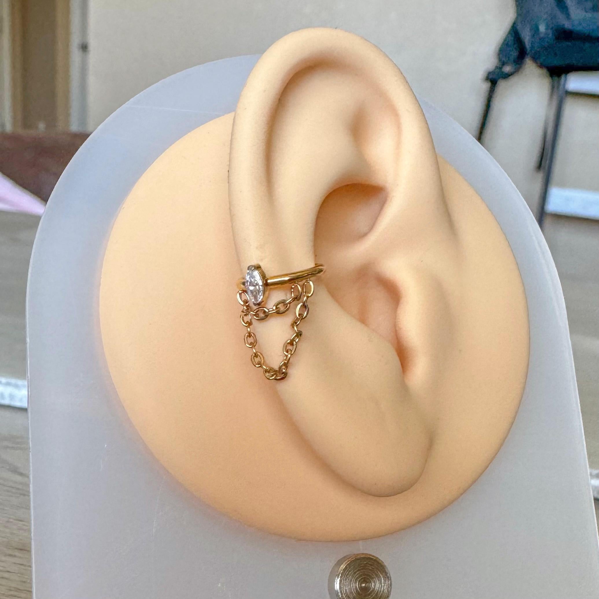 Selene Chain Conch Earring-Cartilage Earring-Elara Body Jewelry