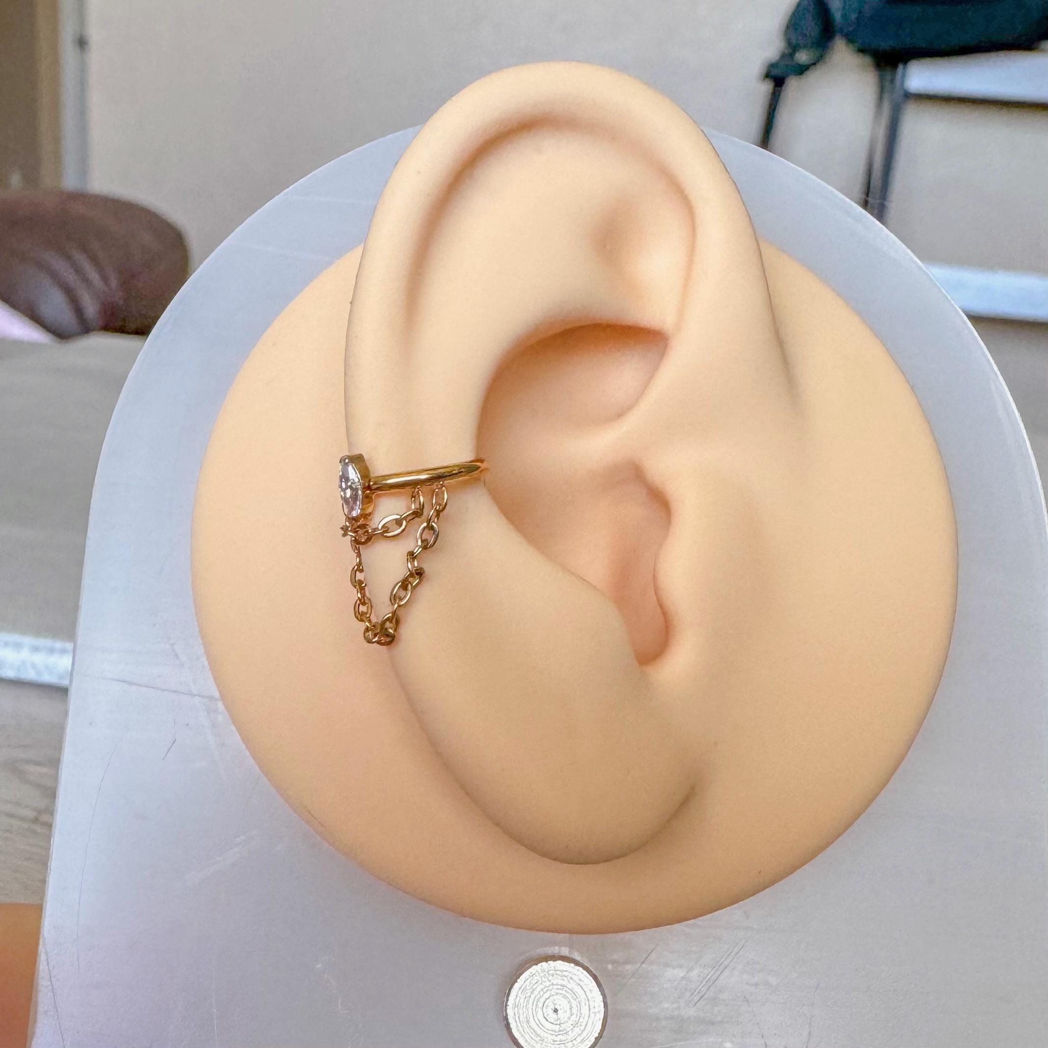 Selene Chain Conch Earring-Cartilage Earring-Elara Body Jewelry