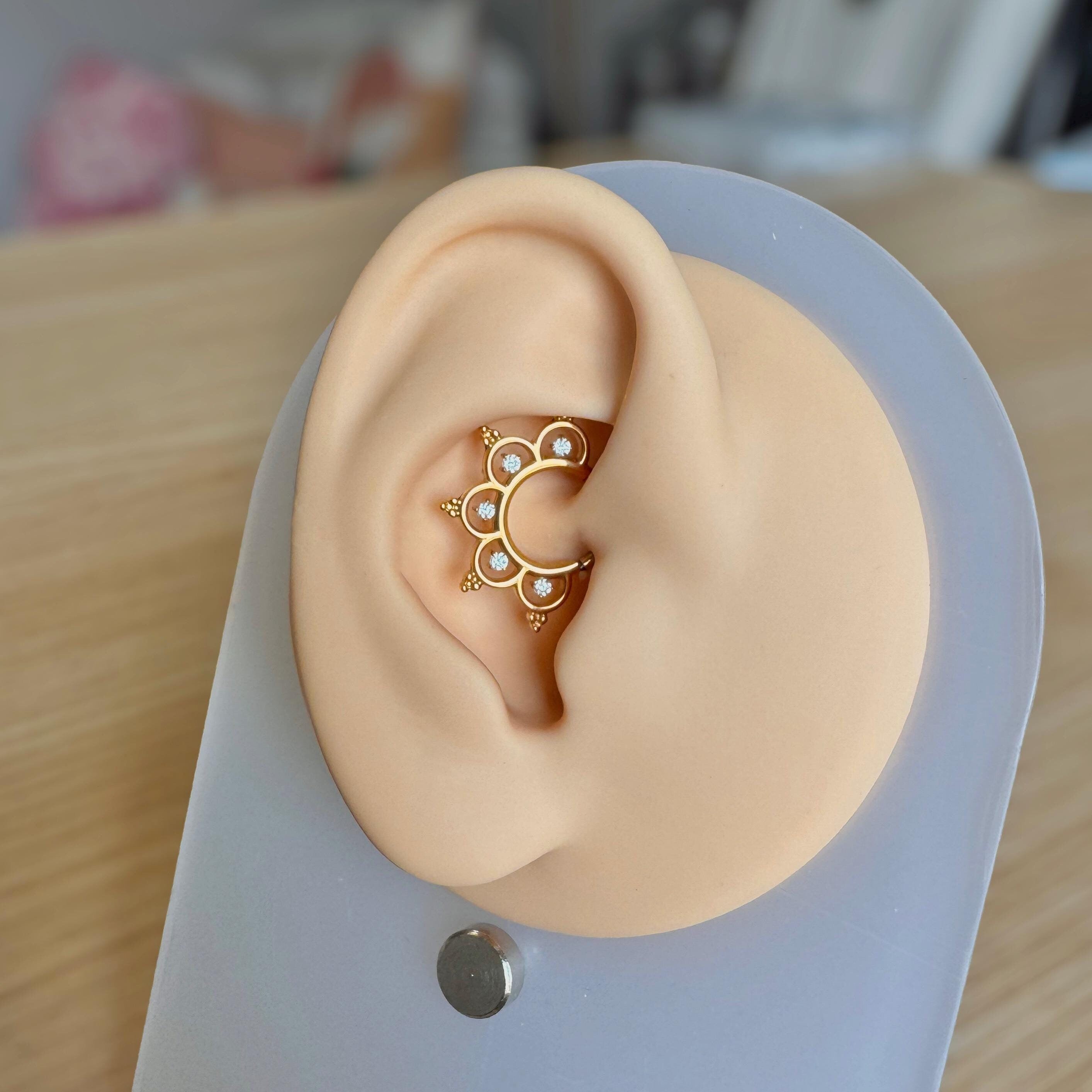 Selene Noire Daith Earring-Daith Earring-Gold-8mm Diameter-Elara Body Jewelry