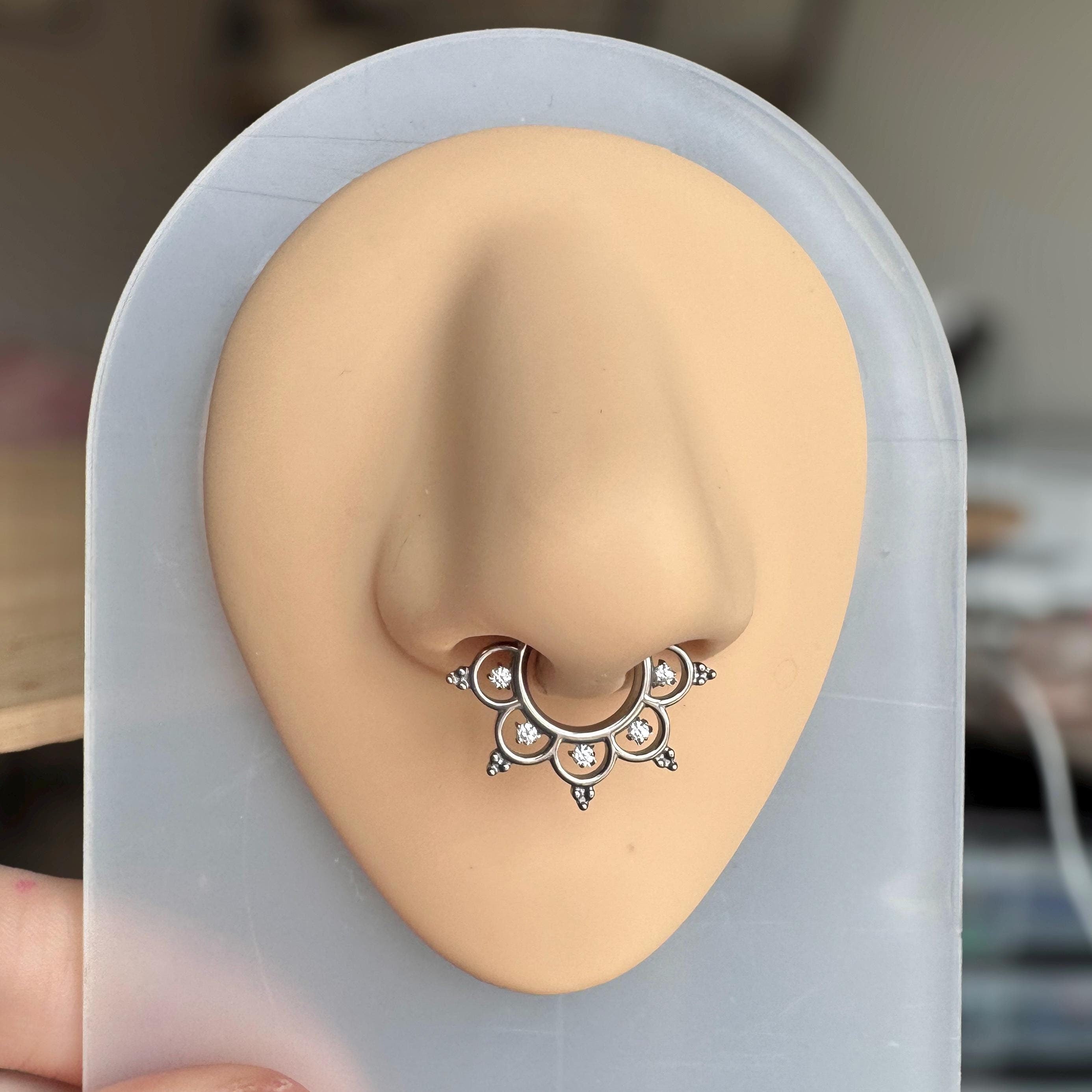 Selene Noire Septum Ring-Septum Ring-Silver-8mm-Elara Body Jewelry