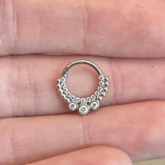 Selunai Daith Earring-Daith Earring-White Gold-Elara Body Jewelry