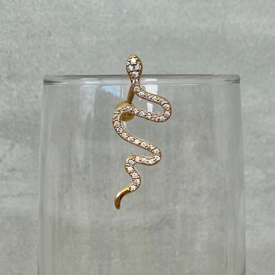 Serpentine Noire Belly Button Ring-Belly Button Rings-Gold-Elara Body Jewelry