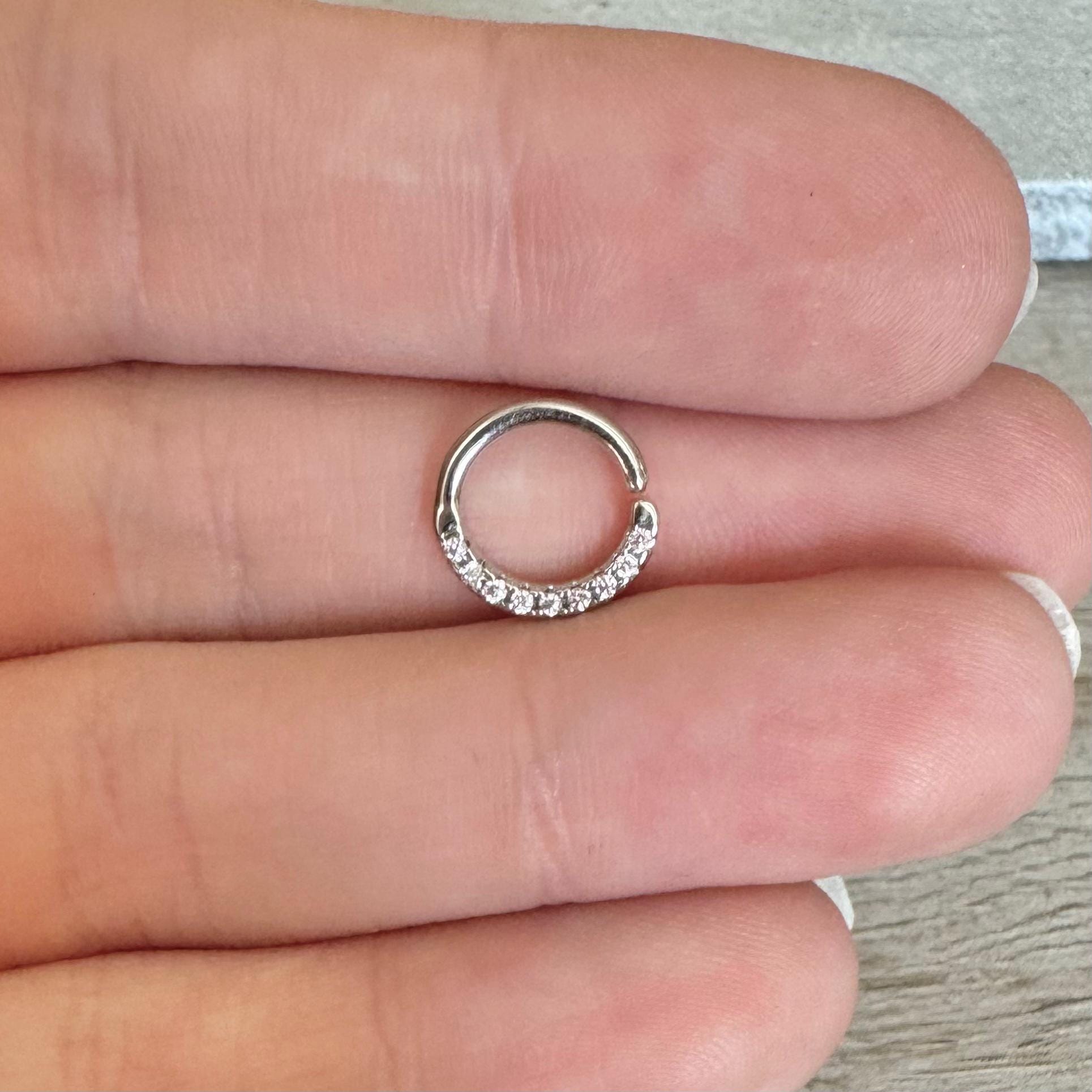 Silver Aqua Daith Earring-Daith Earring-Elara Body Jewelry