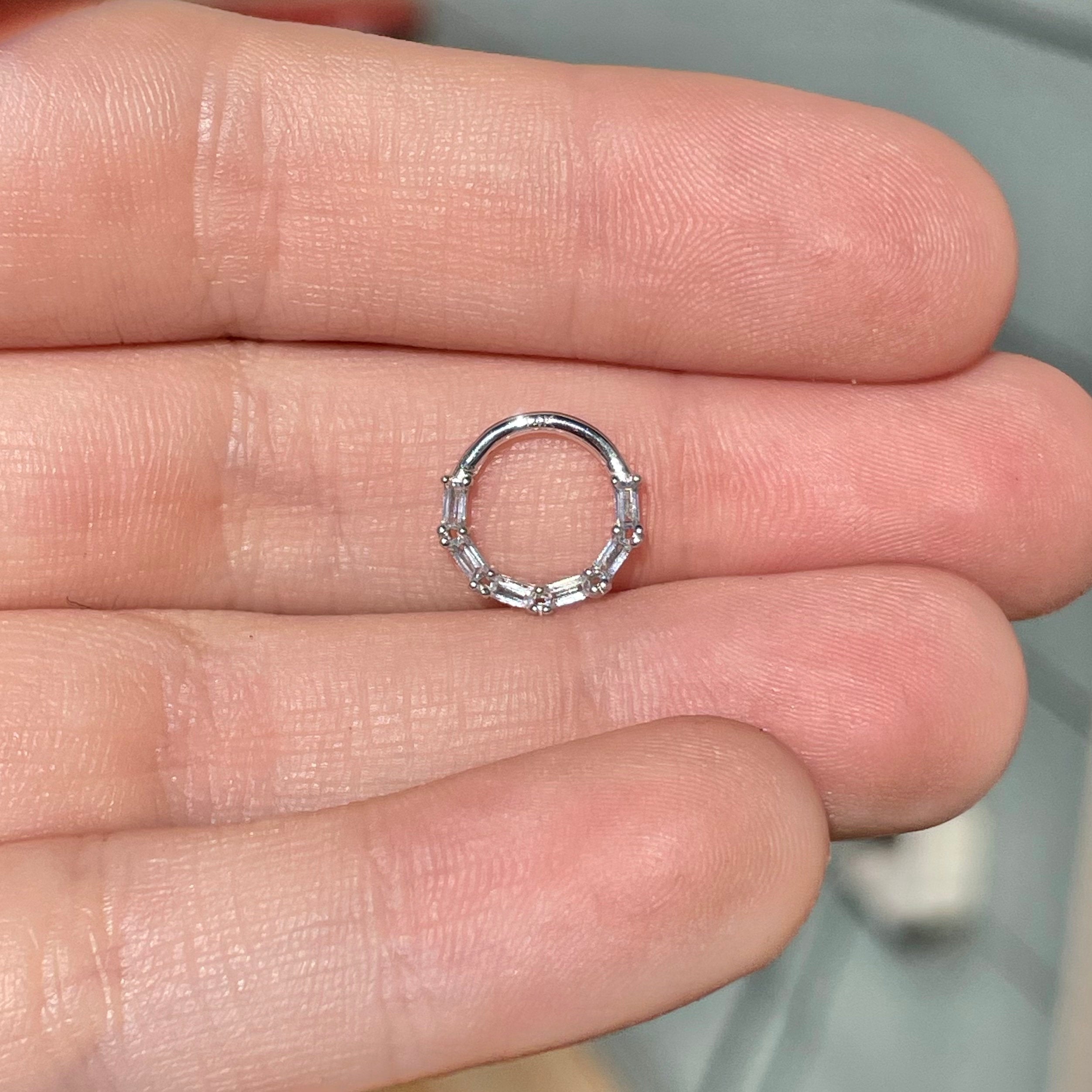 Solenne Daith Earring-Daith Earring-8mm Diameter-White Gold-Elara Body Jewelry