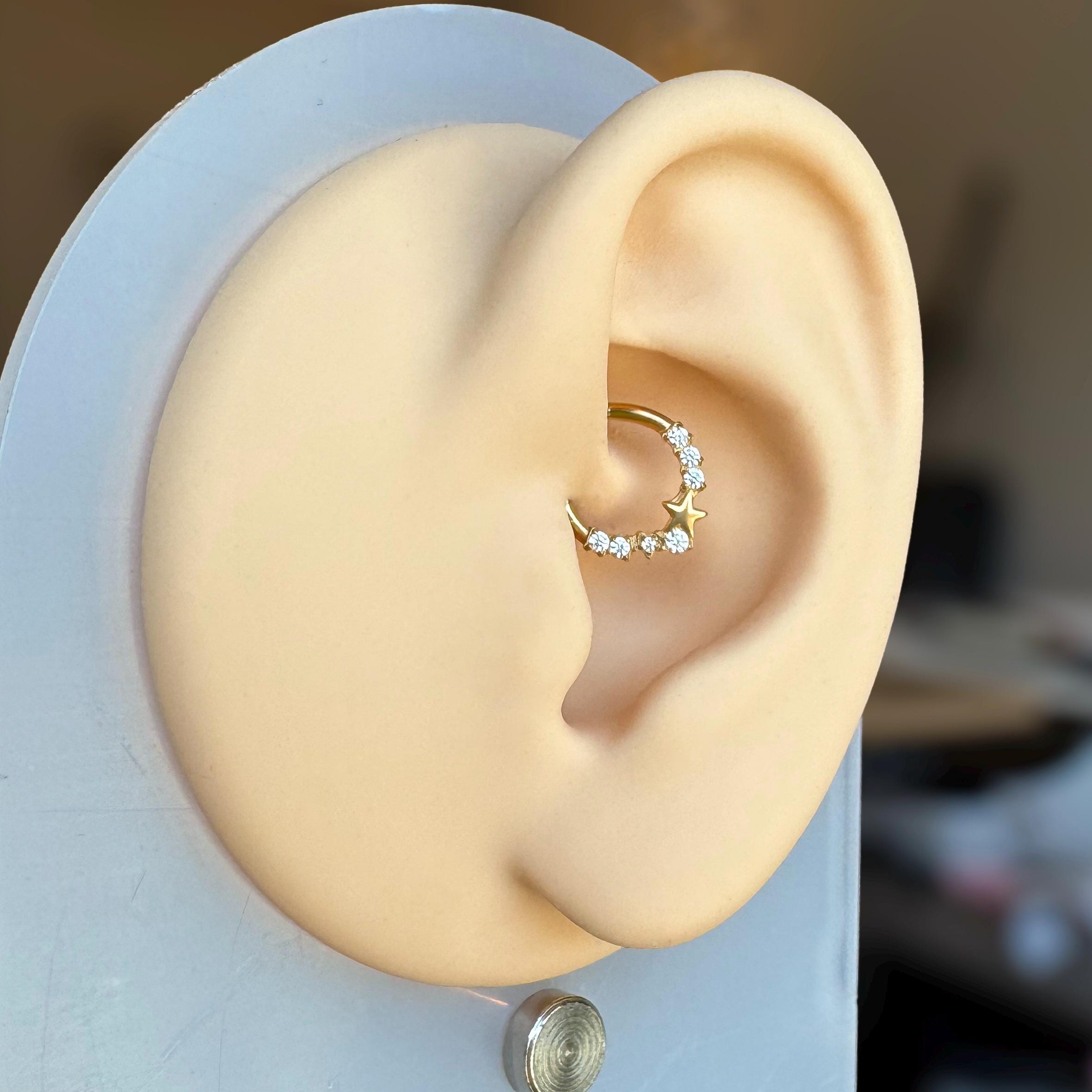Starlet Cascade Daith Earring-Daith Earring-Gold-8mm Diameter-Elara Body Jewelry