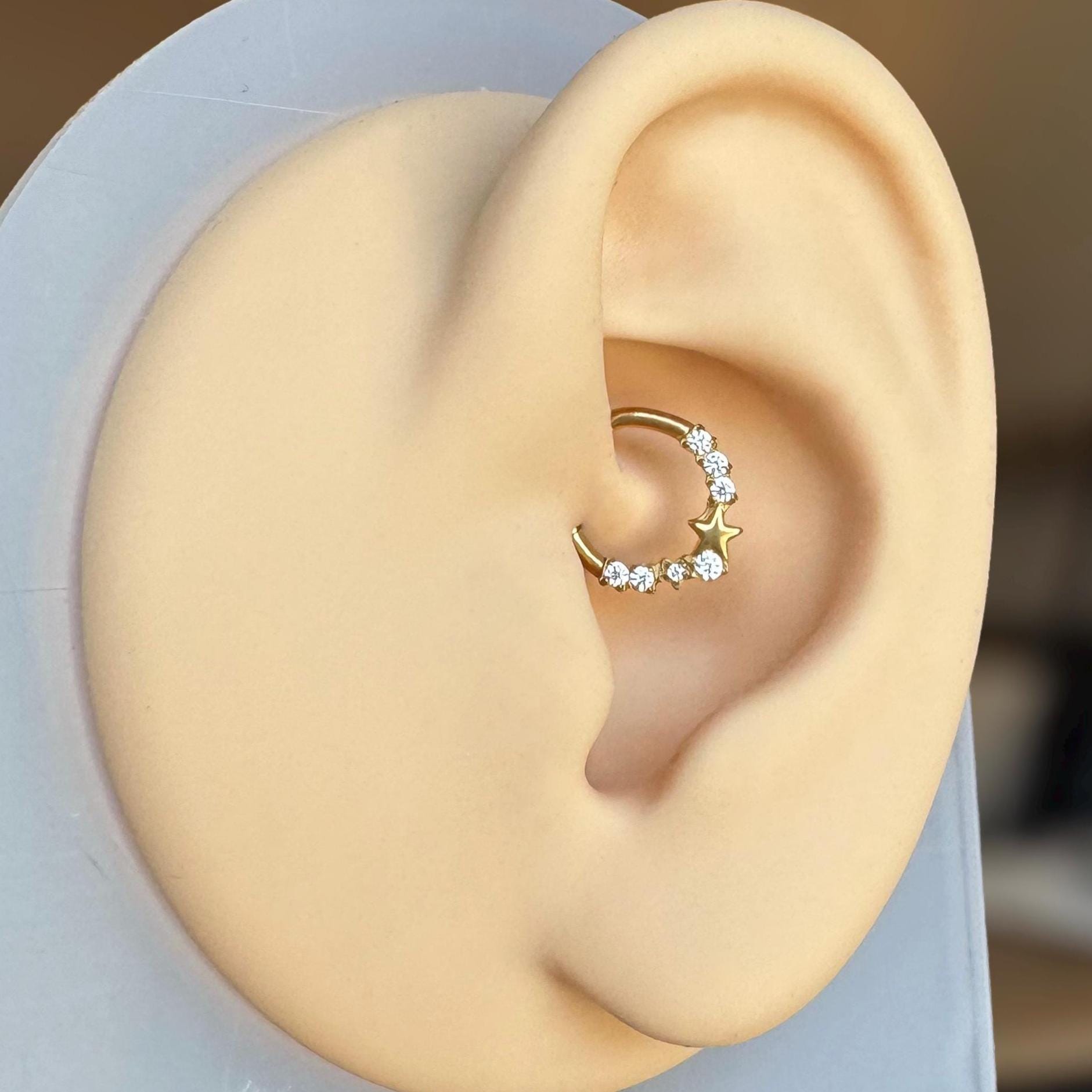 Starlet Cascade Daith Earring-Daith Earring-Gold-8mm Diameter-Elara Body Jewelry