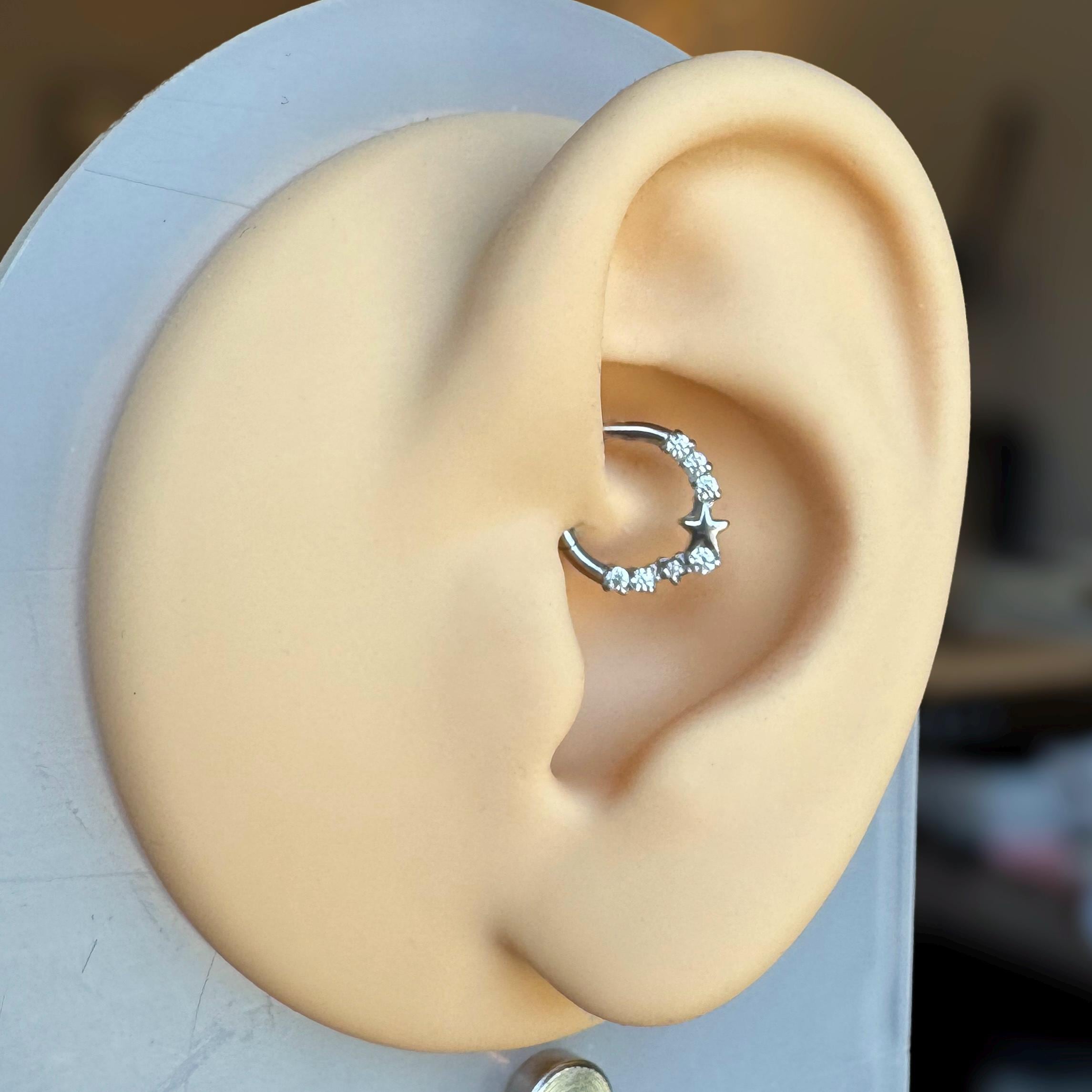 Starlet Cascade Daith Earring-Daith Earring-Silver-8mm Diameter-Elara Body Jewelry
