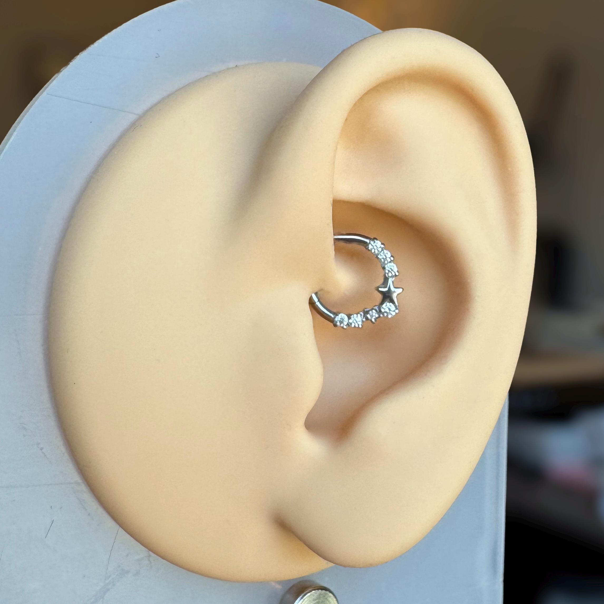 Starlet Cascade Daith Earring-Daith Earring-Silver-8mm Diameter-Elara Body Jewelry