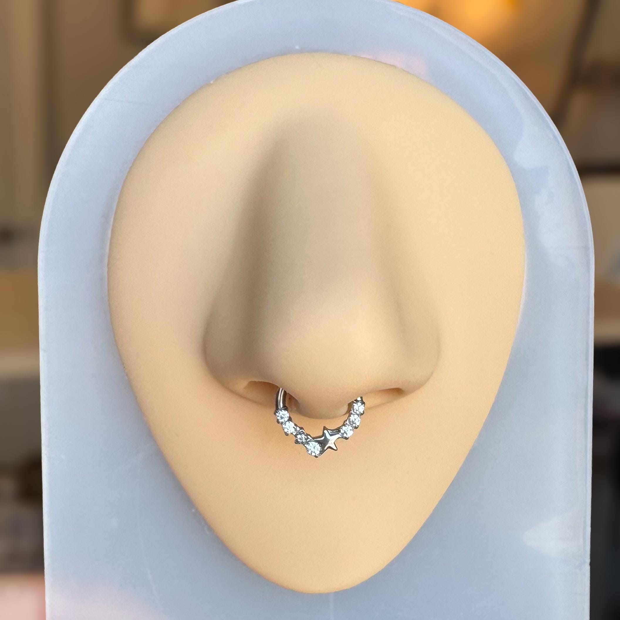 Starlet Cascade Septum Ring-Septum Ring-Silver-8mm Diameter-Elara Body Jewelry