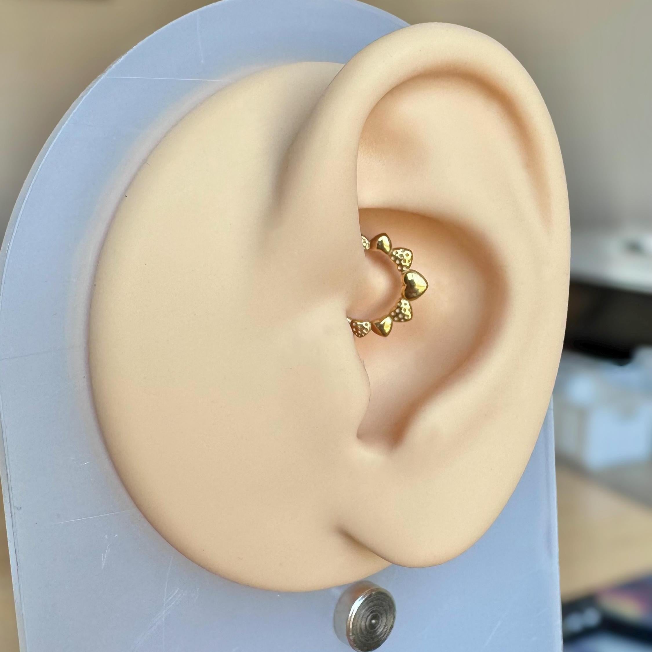 Sweetheart's Bloom Daith Earring-Daith Earring-Gold-Elara Body Jewelry