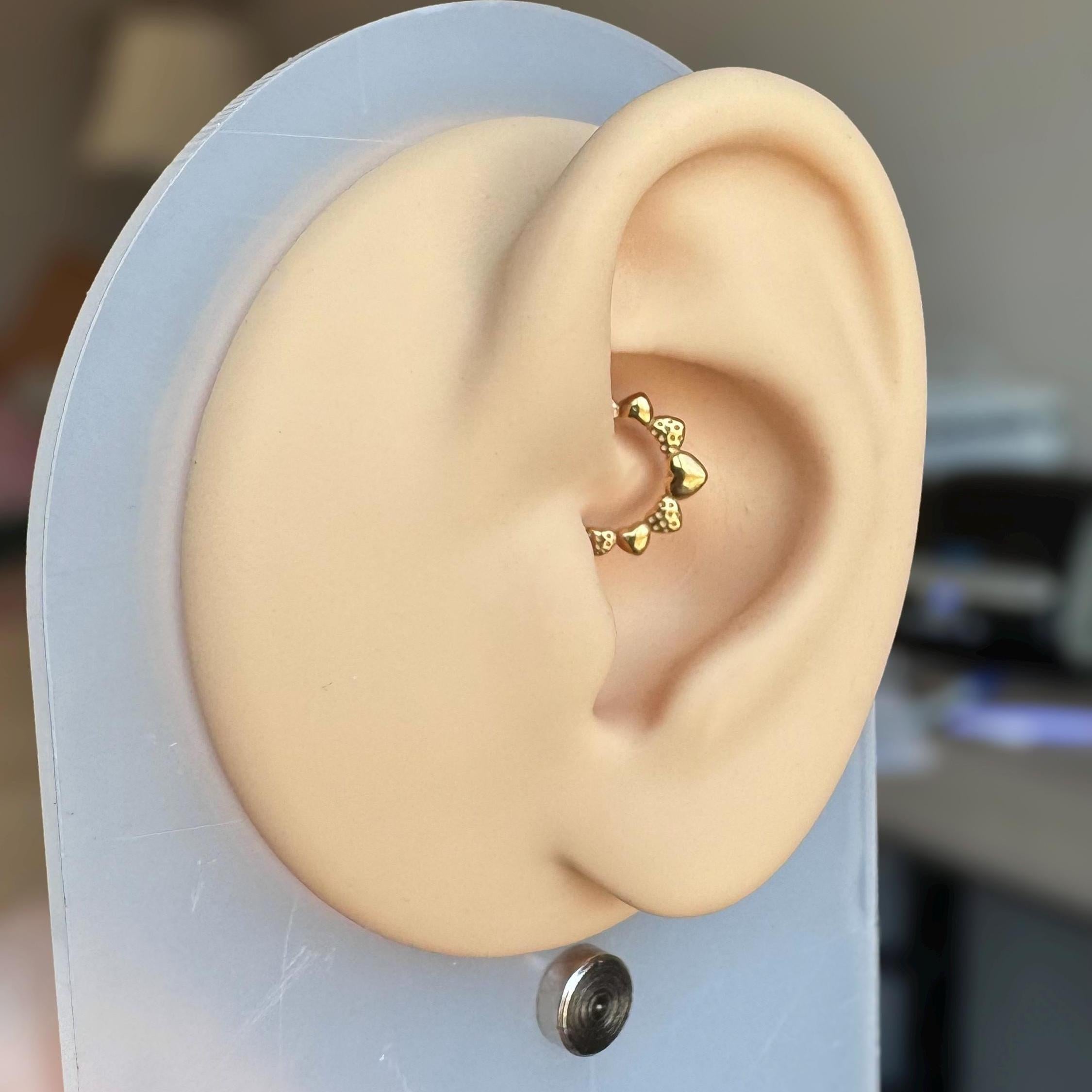 Sweetheart's Bloom Daith Earring-Daith Earring-Gold-Elara Body Jewelry