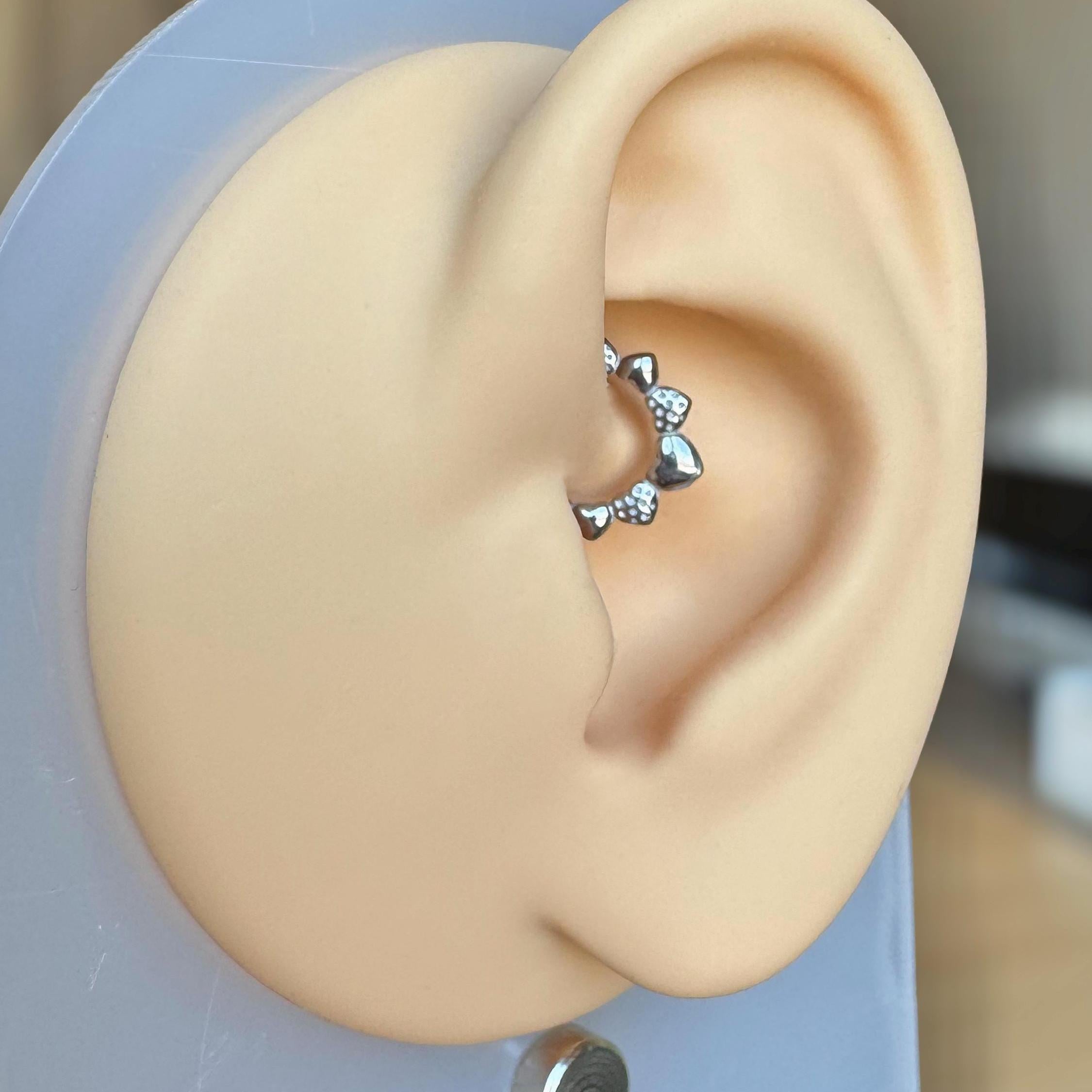 Sweetheart's Bloom Daith Earring-Daith Earring-Silver-Elara Body Jewelry