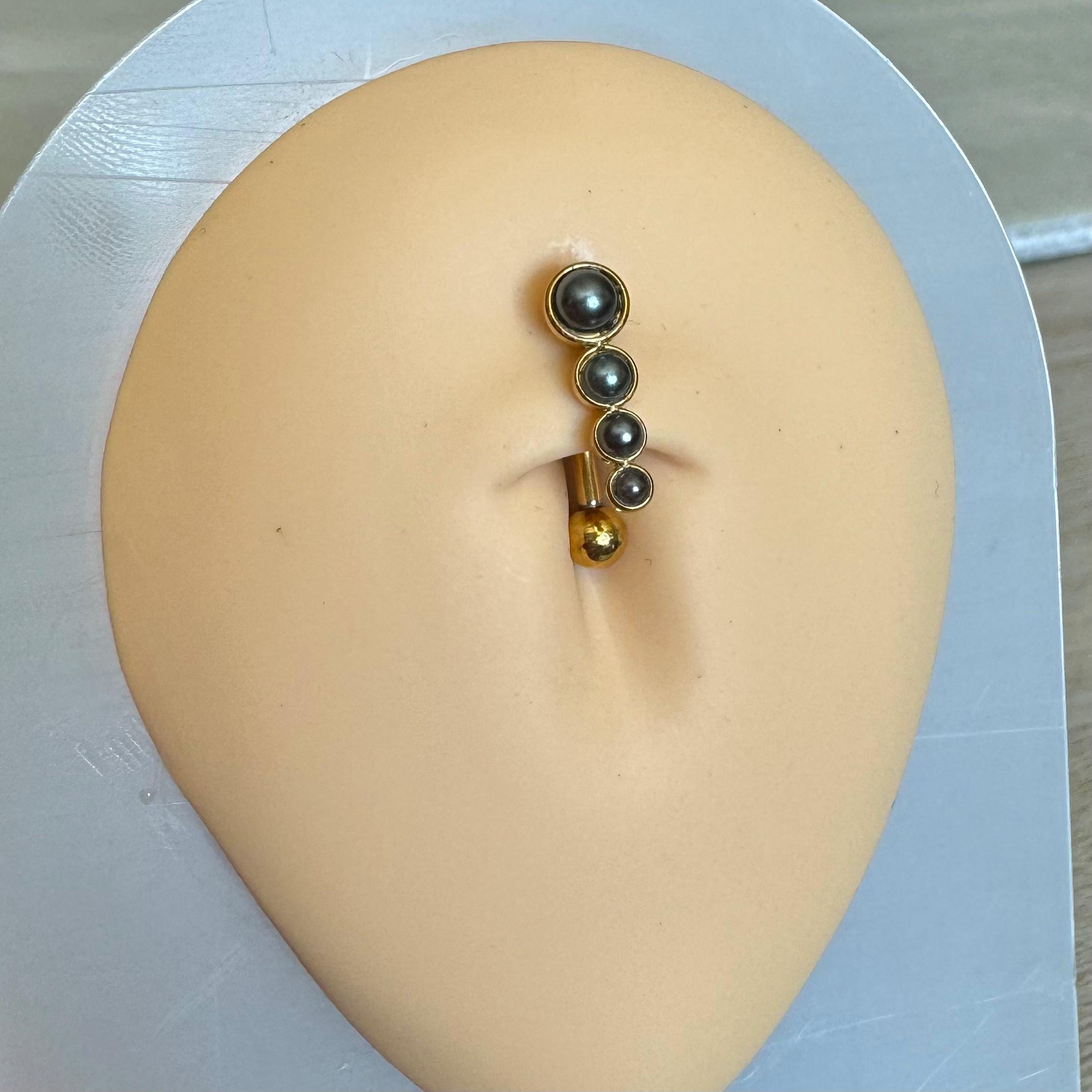 The Black Pearl Belly Button Ring-Belly Button Rings-Elara Body Jewelry