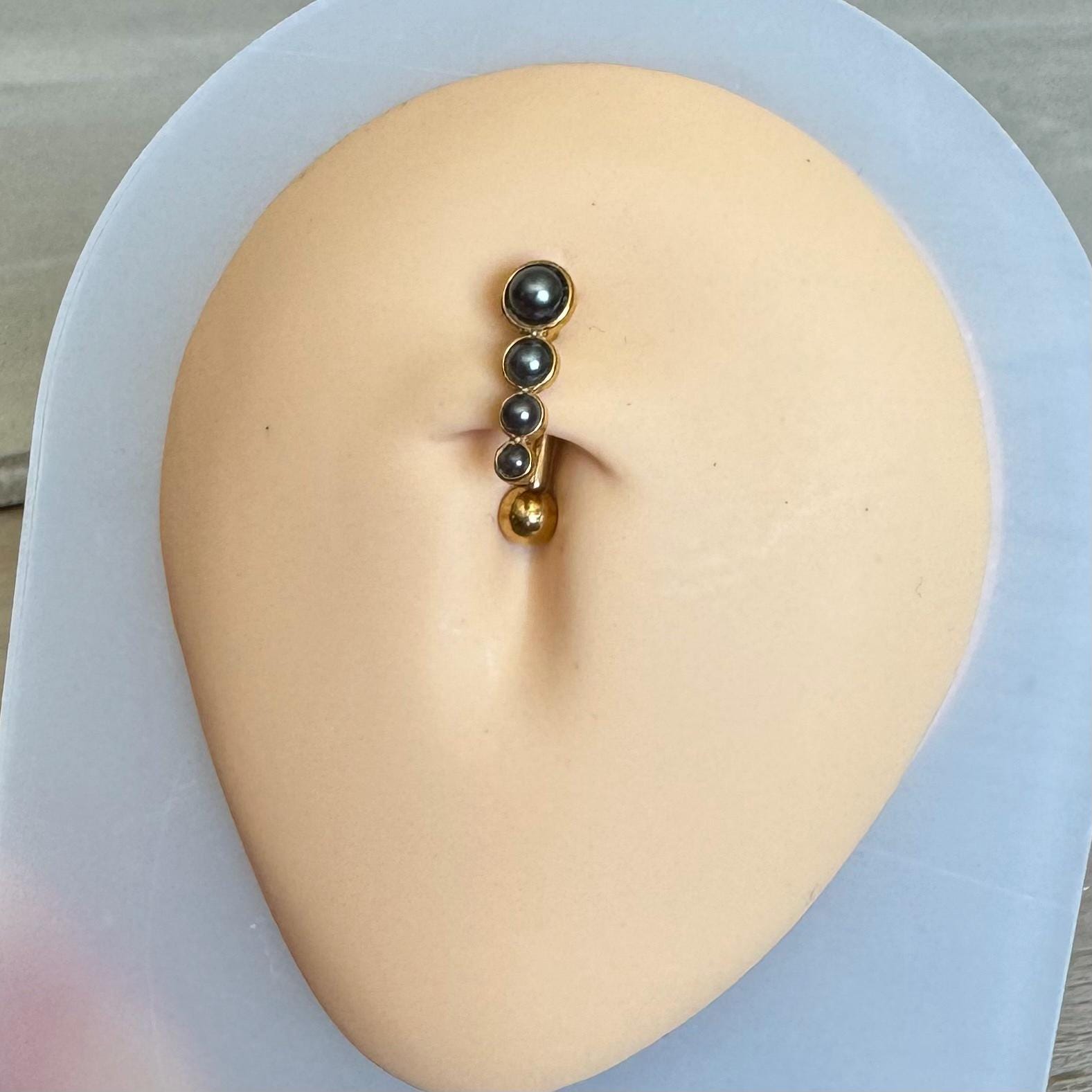 The Black Pearl Belly Button Ring-Belly Button Rings-Elara Body Jewelry