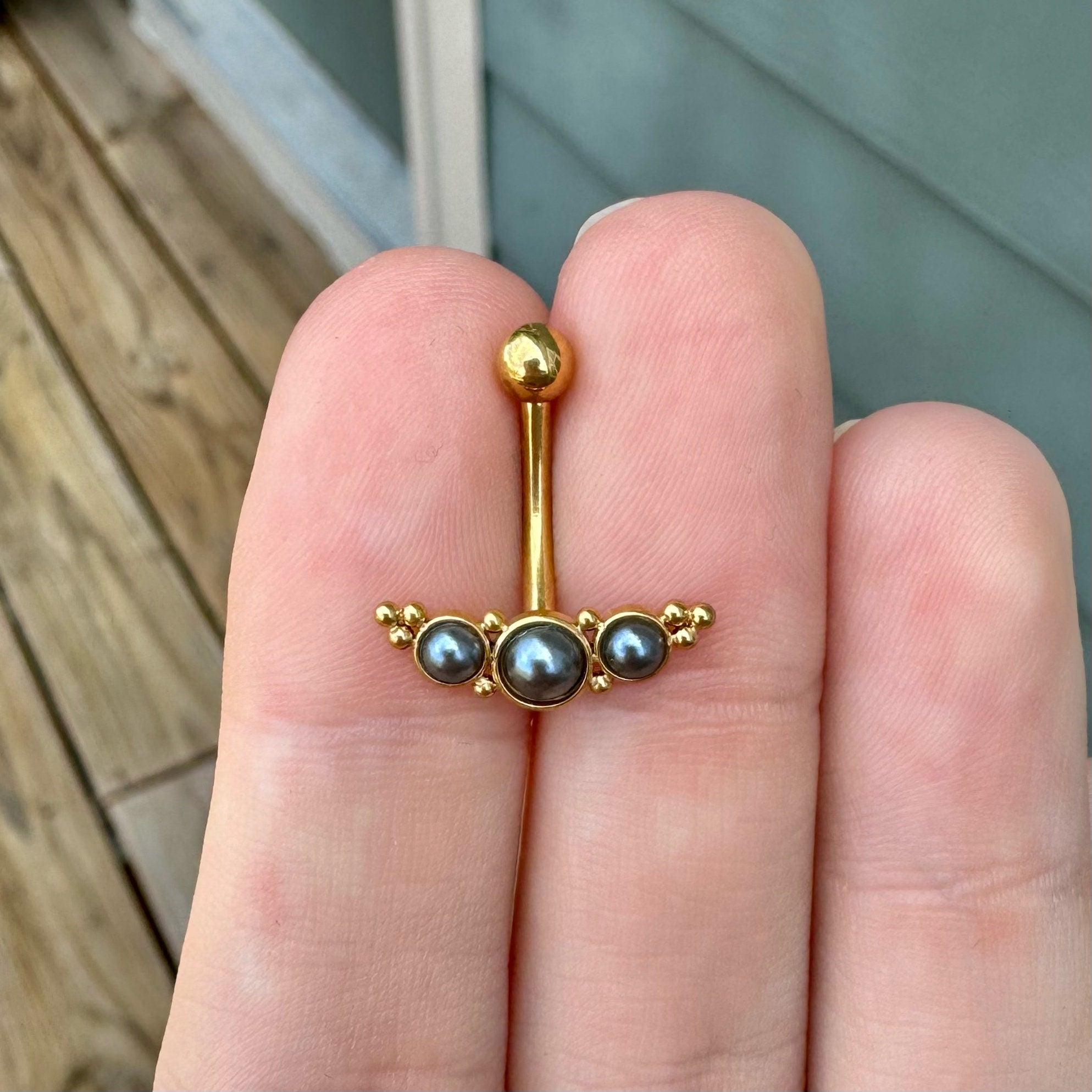 The Black Pearl II Belly Button Ring-Belly Button Rings-Elara Body Jewelry